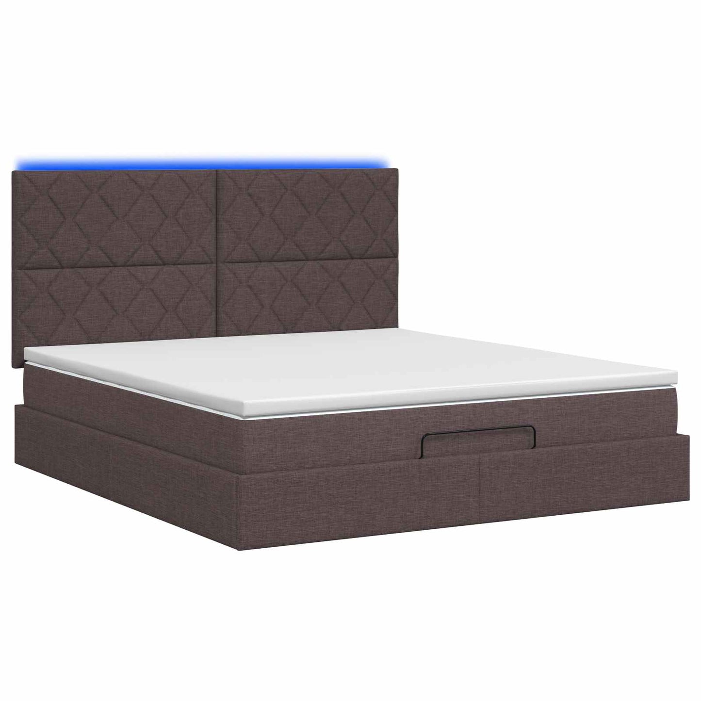 vidaXL Κρεβάτι Ottoman με Στρώμα και LED Σκούρο Καφέ 140 x 200 cm