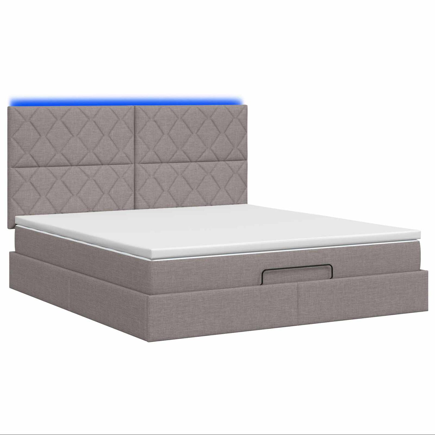 vidaXL Κρεβάτι Ottoman με Στρώμα και LED Taupe 140 x 200 cm Ύφασμα