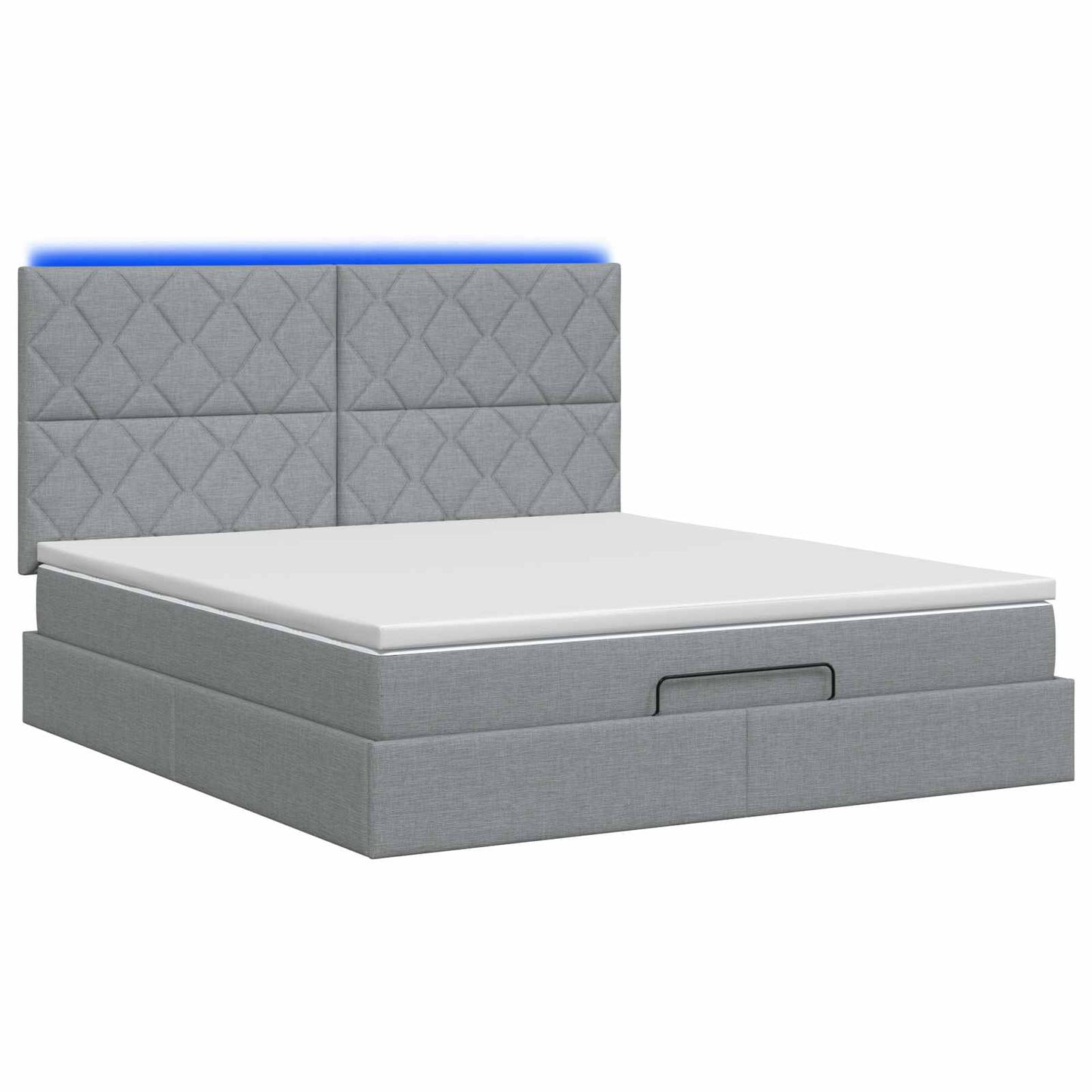 vidaXL Κρεβάτι Ottoman με Στρώμα και LED Ανοιχτό γκρι 160 x 200 cm