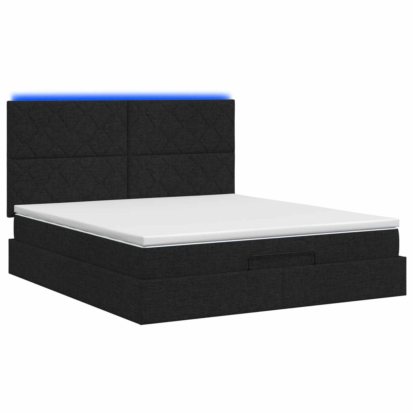 vidaXL Κρεβάτι Ottoman με Στρώμα και LED Μαύρο 160 x 200 cm Ύφασμα