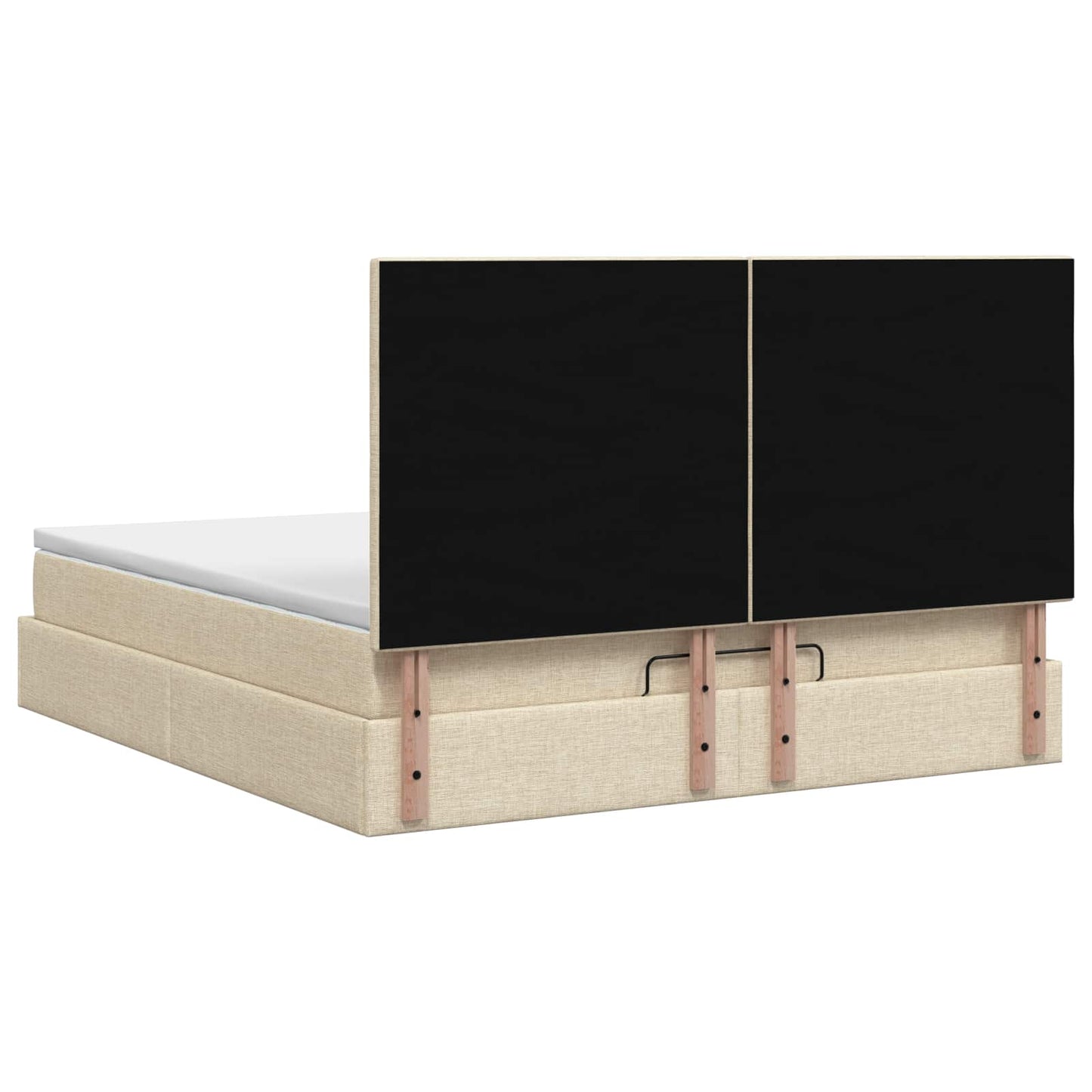 vidaXL Κρεβάτι Ottoman με Στρώμα και LED Κρεμ 180 x 200 cm Ύφασμα