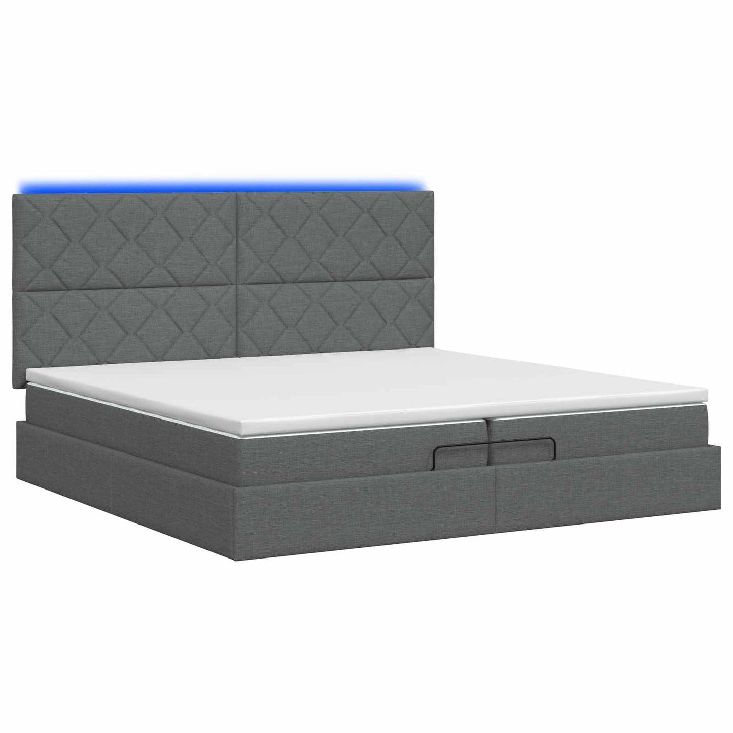 vidaXL Κρεβάτι Ottoman με Στρώμα και LED Σκούρο Γκρι 200 x 200 cm