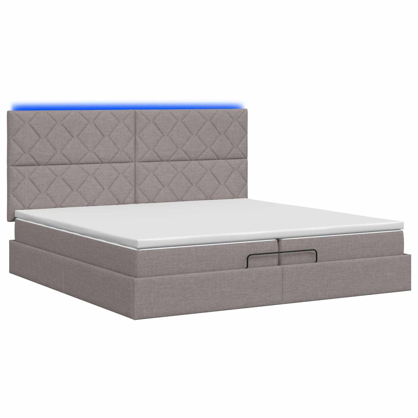 vidaXL Κρεβάτι Ottoman με Στρώμα και LED Taupe 200 x 200 cm Ύφασμα