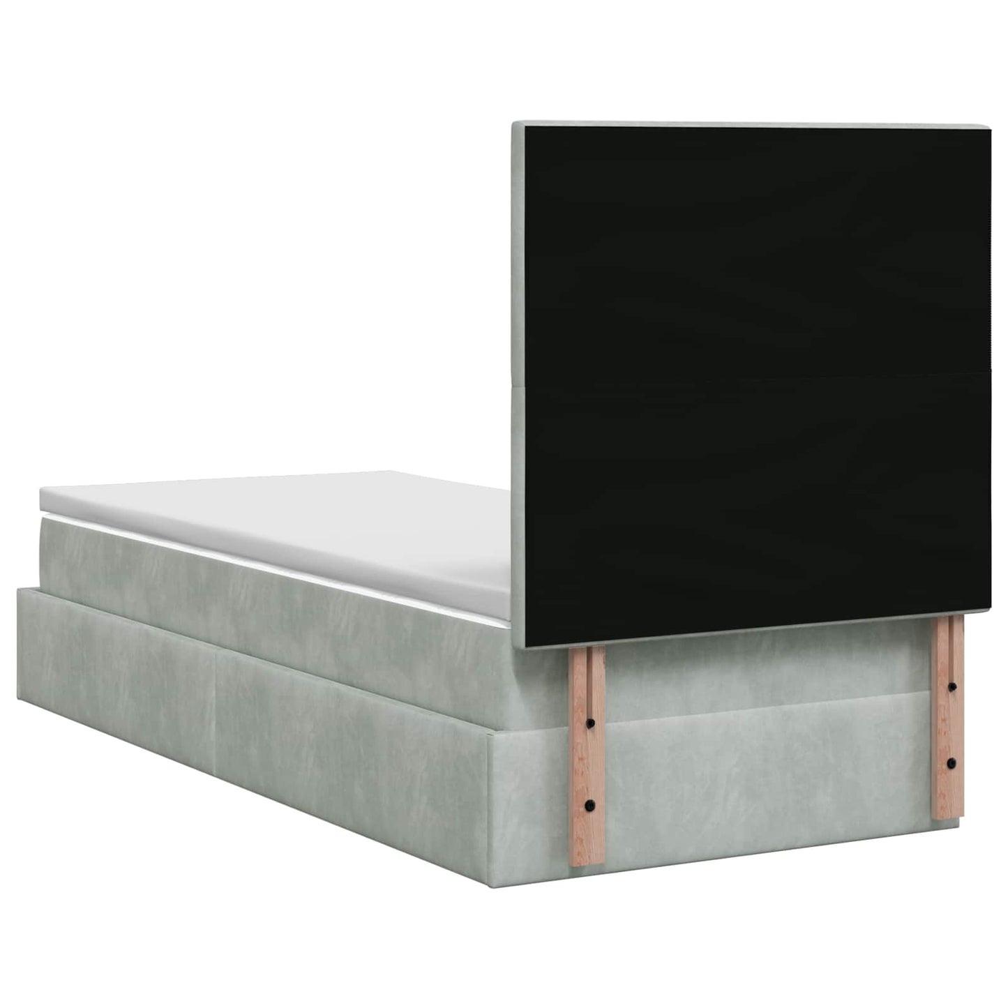 vidaXL Κρεβάτι Ottoman με Στρώμα και LED Ανοιχτό γκρι 90 x 190 cm