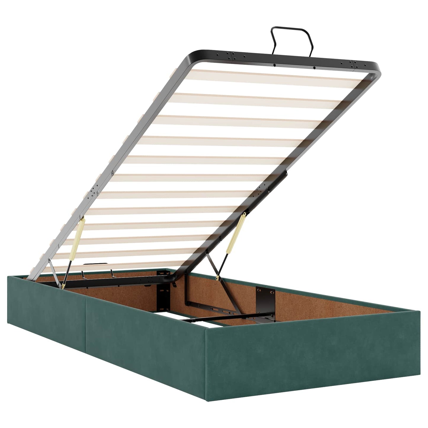 vidaXL Κρεβάτι Ottoman με Στρώμα και LED Σκούρο Πράσινο 90 x 190 cm