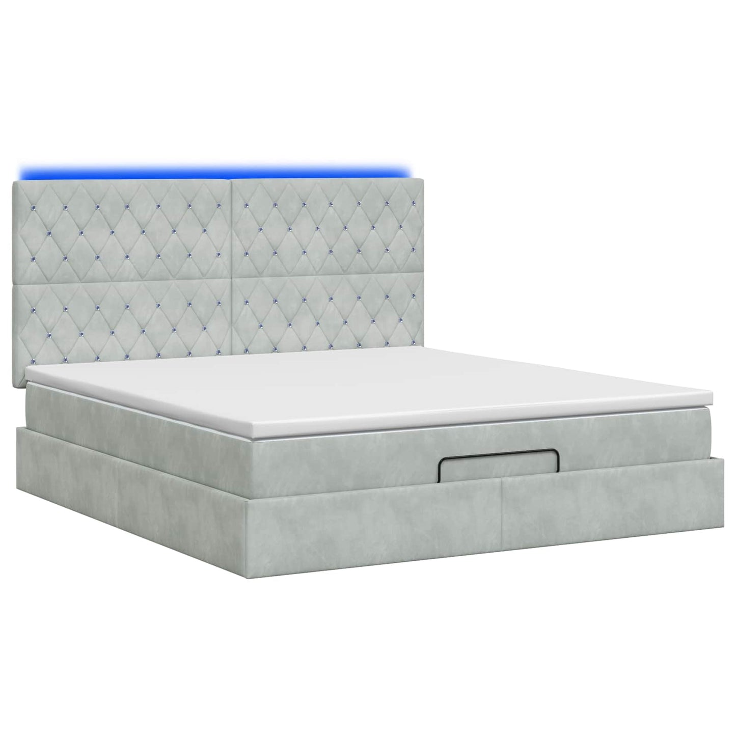 vidaXL Κρεβάτι Ottoman με Στρώμα και LED Ανοιχτό γκρι 140 x 200 cm