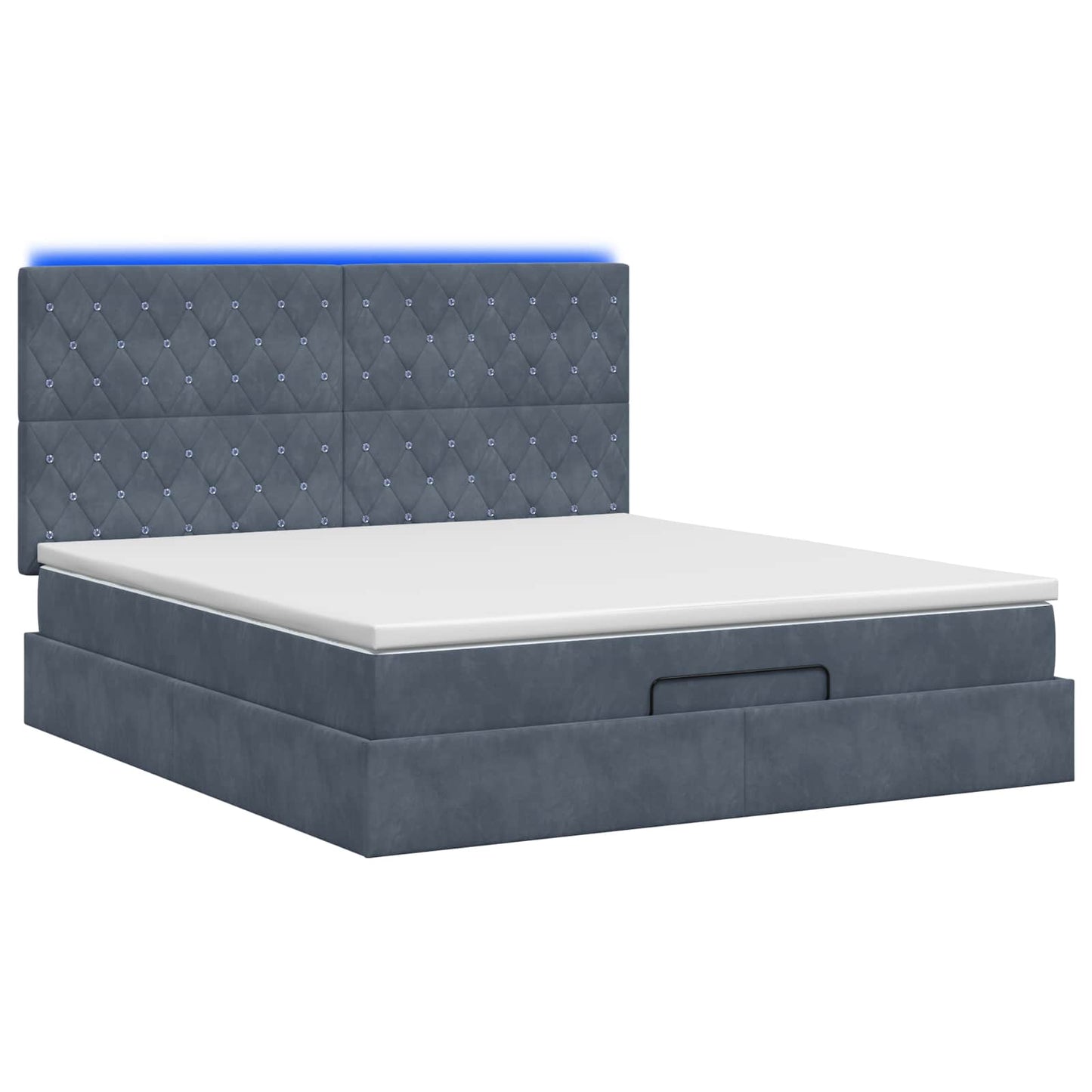 vidaXL Κρεβάτι Ottoman με Στρώμα και LED Σκούρο Γκρι 160 x 200 cm