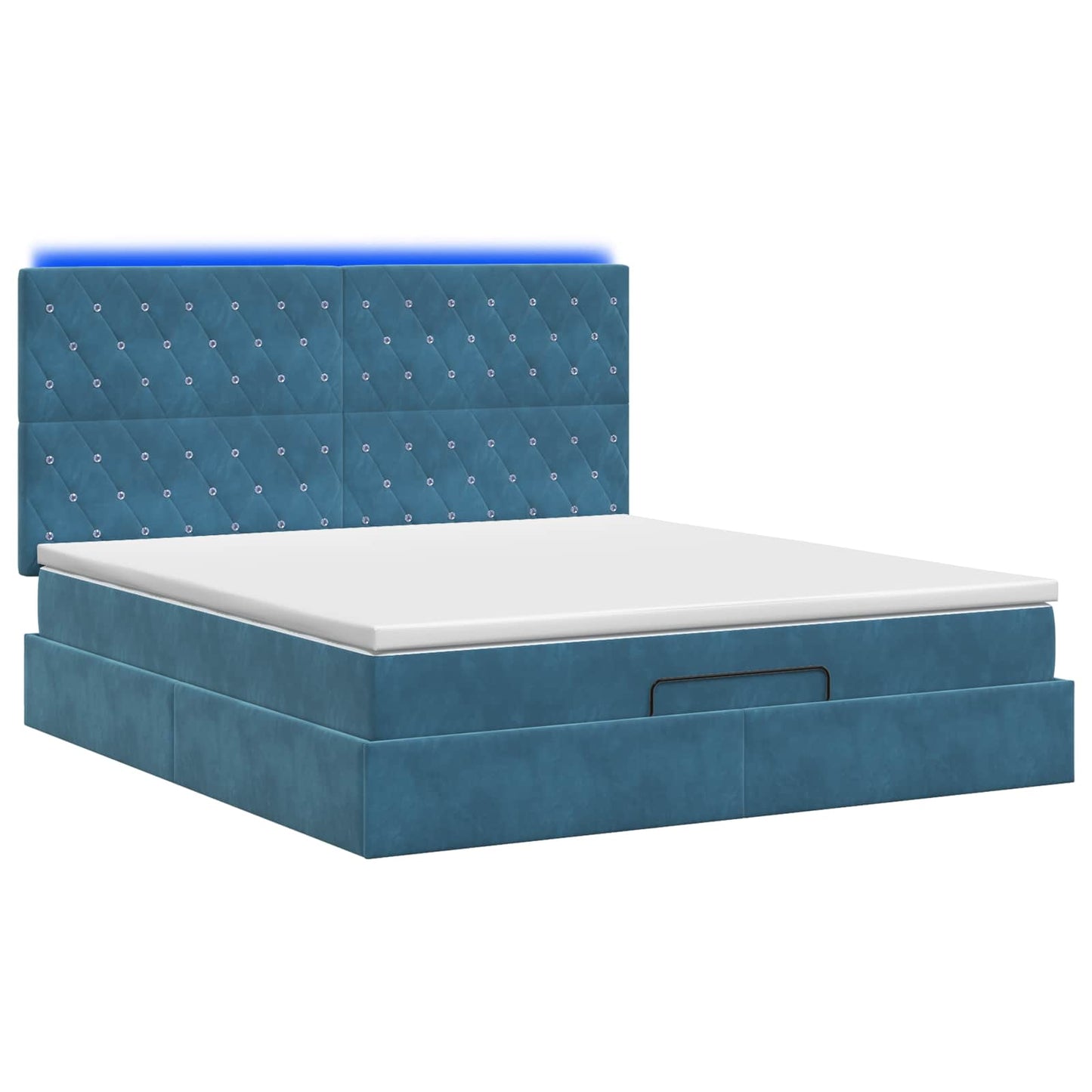 vidaXL Κρεβάτι Ottoman με Στρώμα και LED Σκούρο Μπλε 180 x 200 cm