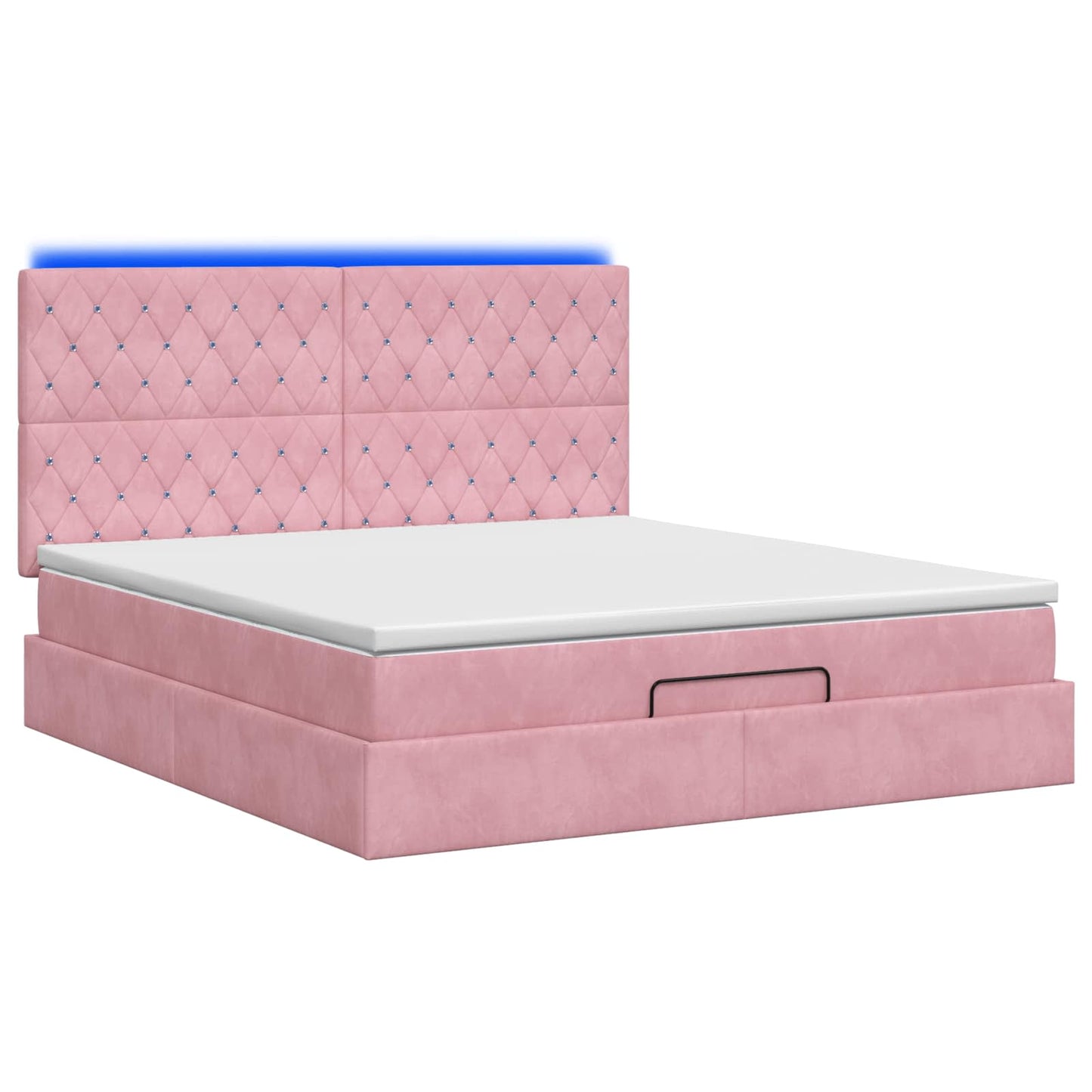 vidaXL Κρεβάτι Ottoman με Στρώμα και LED Ροζ 180 x 200 cm Βελούδο