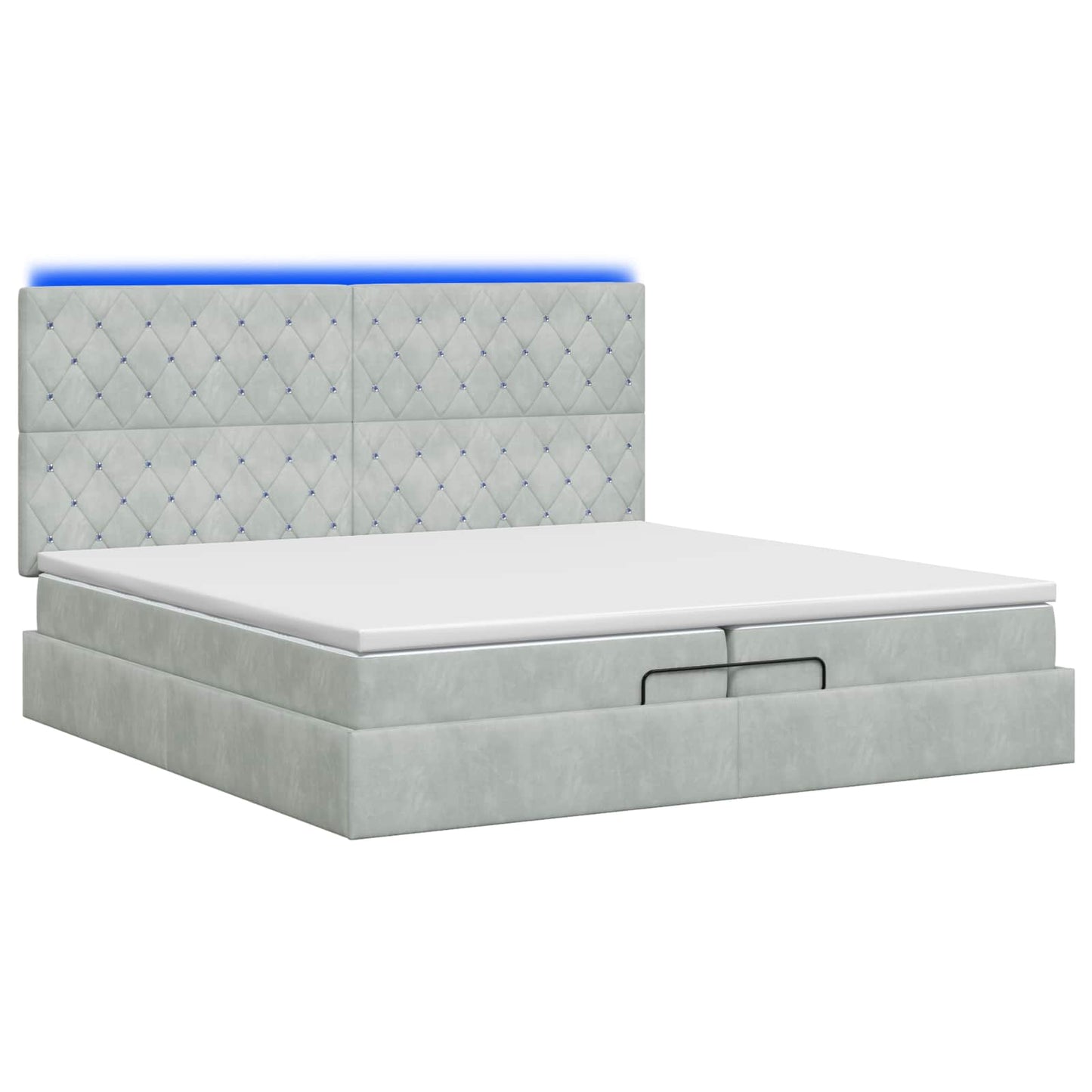 vidaXL Κρεβάτι Ottoman με Στρώμα και LED Ανοιχτό γκρι 200 x 200 cm