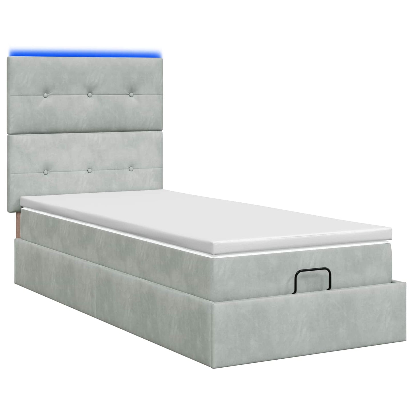 vidaXL Κρεβάτι Ottoman με Στρώμα και LED Ανοιχτό γκρι 80 x 200 cm