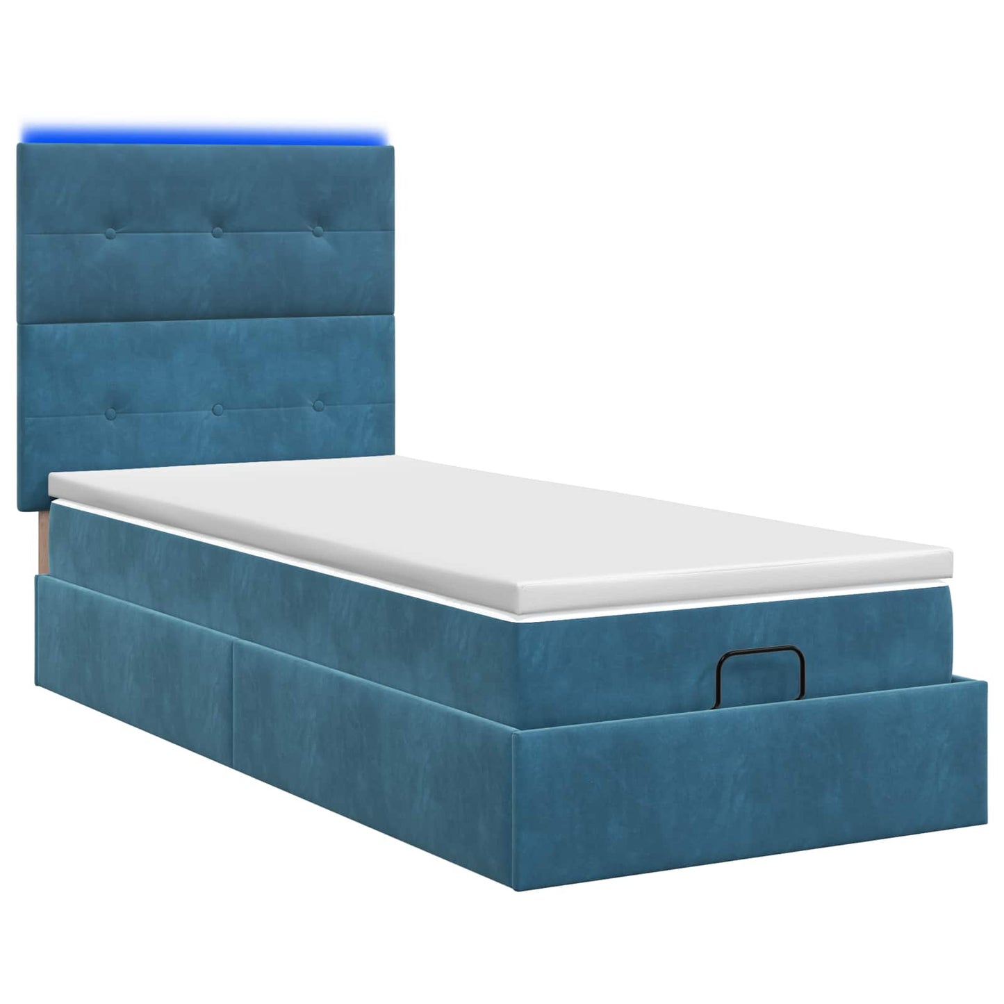 vidaXL Κρεβάτι Ottoman με Στρώμα και LED Σκούρο Μπλε 90 x 190 cm