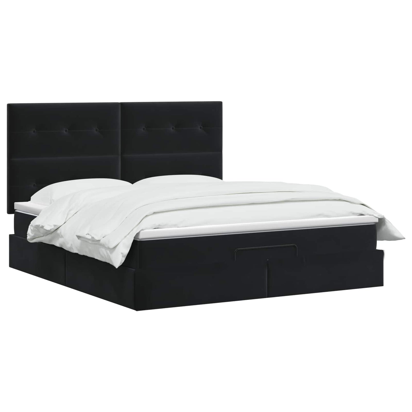 vidaXL Κρεβάτι Ottoman με Στρώμα και LED Μαύρο 140 x 190 cm Βελούδο