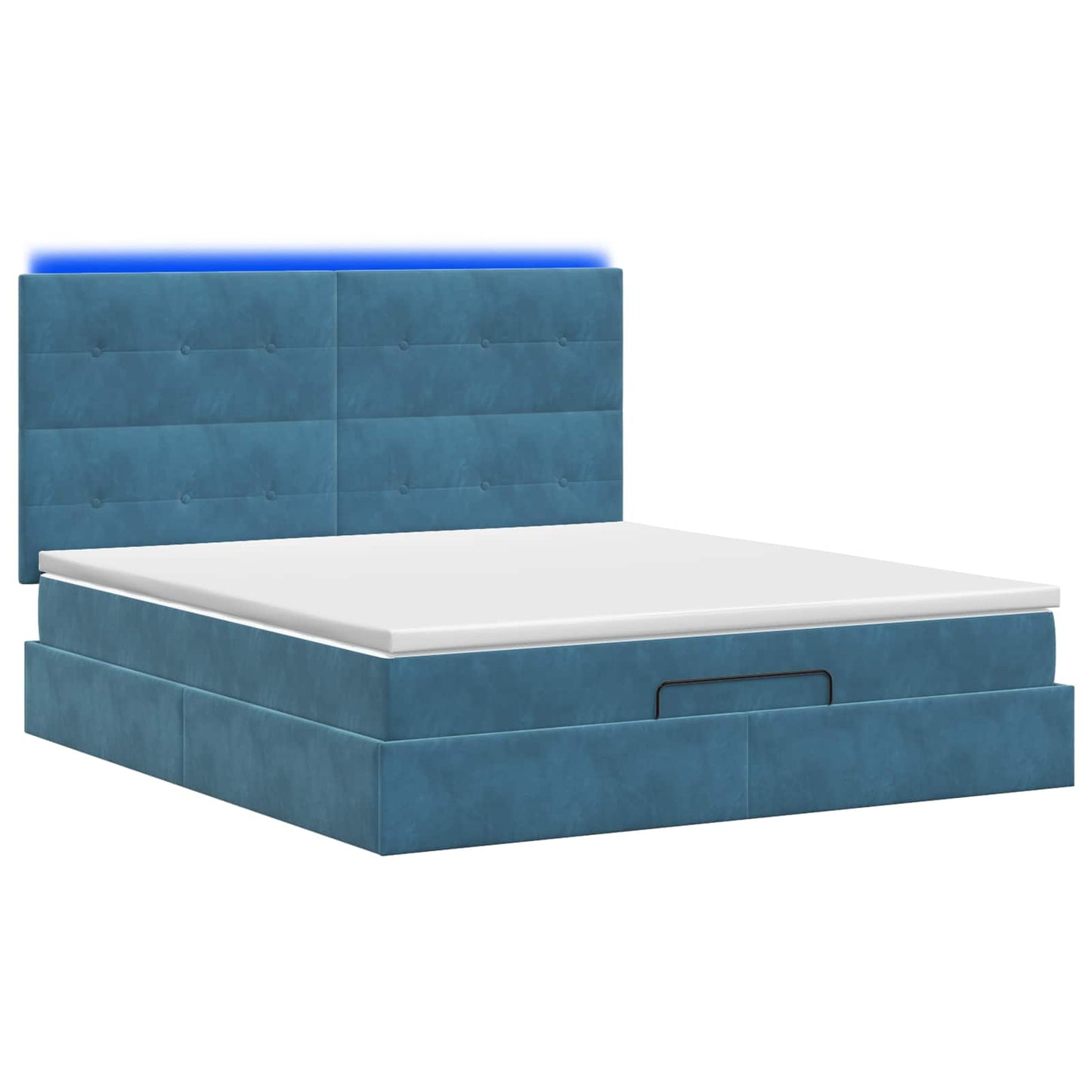 vidaXL Κρεβάτι Ottoman με Στρώμα και LED Σκούρο Μπλε 140 x 190 cm