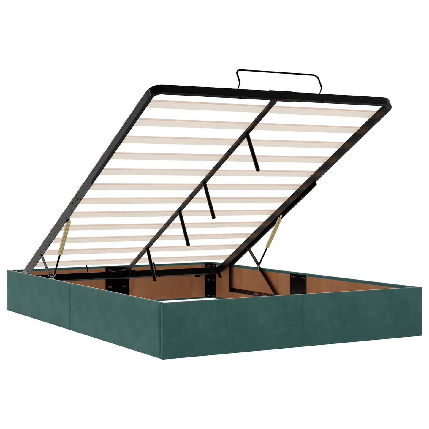 vidaXL Κρεβάτι Ottoman με Στρώμα και LED Σκούρο Πράσινο 160 x 200 cm