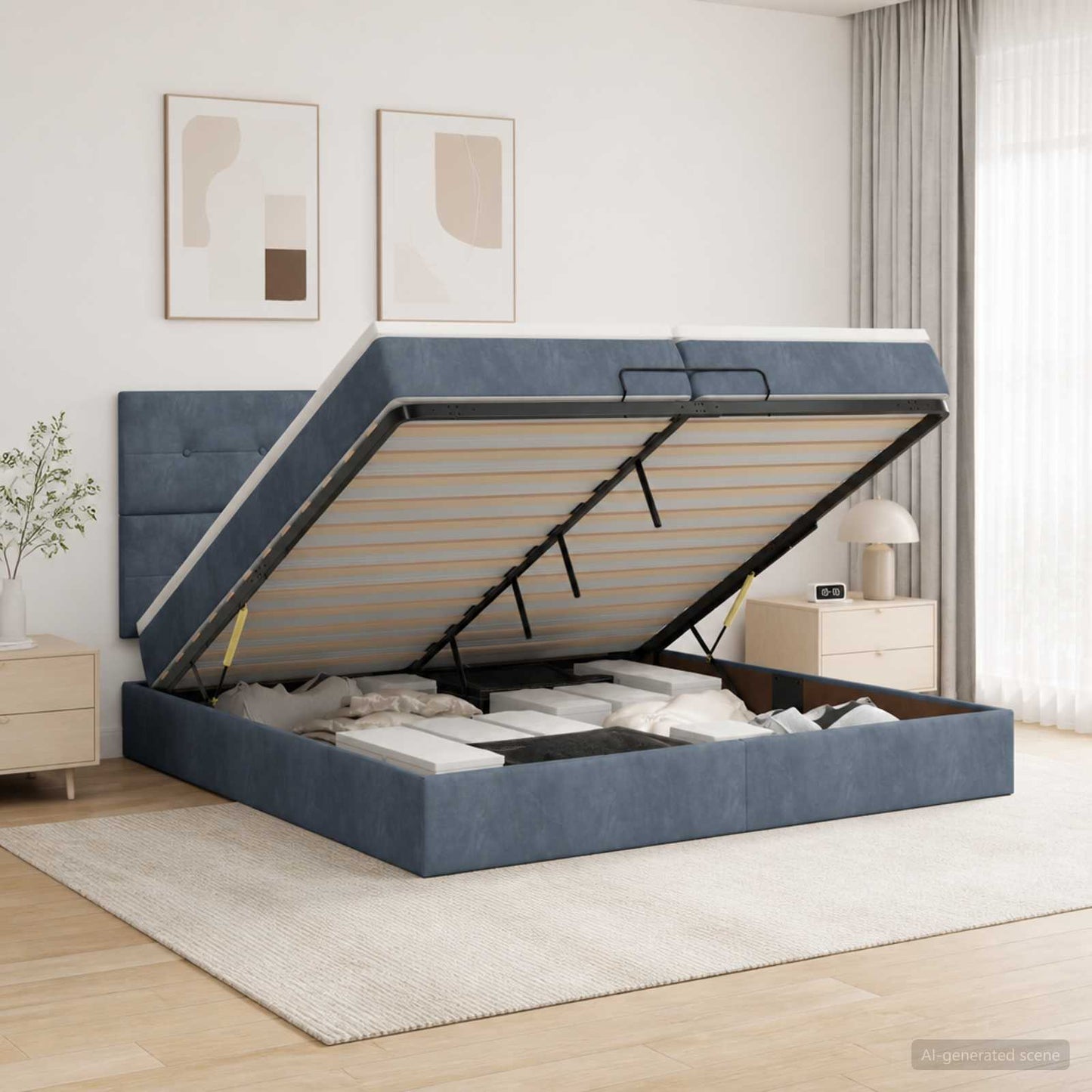 vidaXL Κρεβάτι Ottoman με στρώμα Σκούρο Γκρι 200 x 200 cm Βελούδο