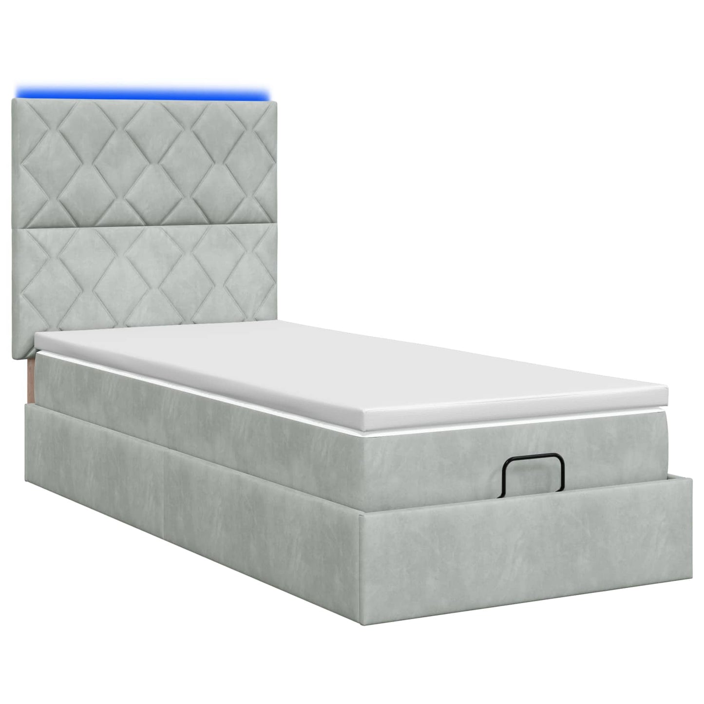 vidaXL Κρεβάτι Ottoman με Στρώμα και LED Ανοιχτό γκρι 80 x 200 cm