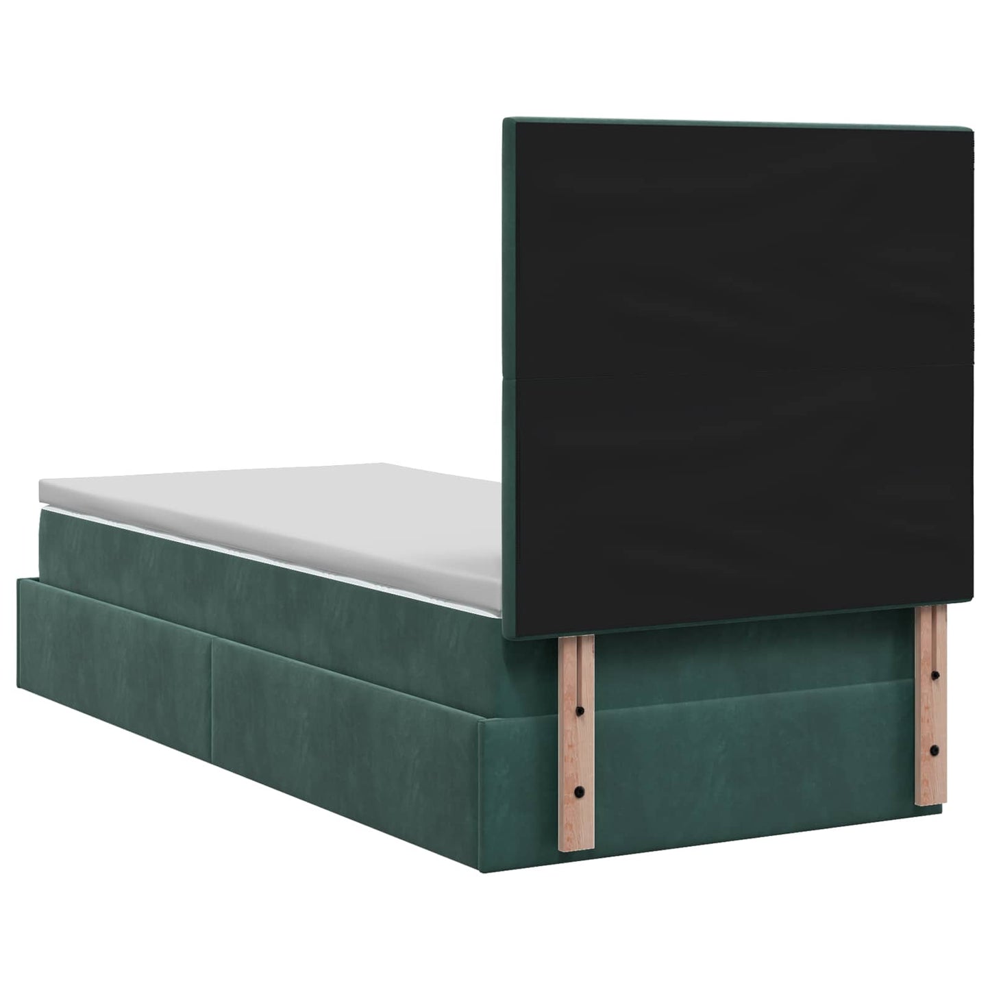 vidaXL Κρεβάτι Ottoman με Στρώμα και LED Σκούρο Πράσινο 90 x 190 cm