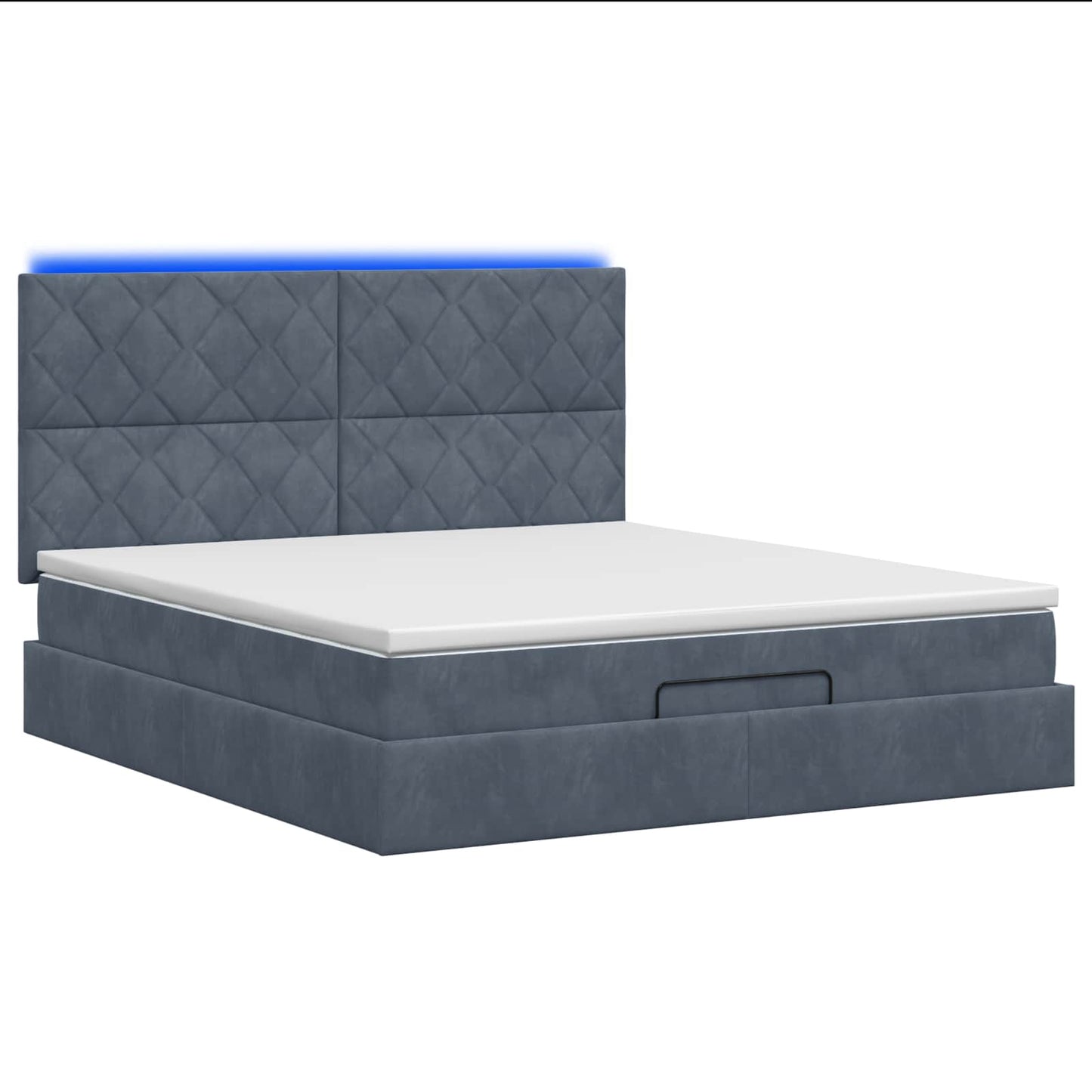 vidaXL Κρεβάτι Ottoman με Στρώμα και LED Σκούρο Γκρι 140 x 190 cm