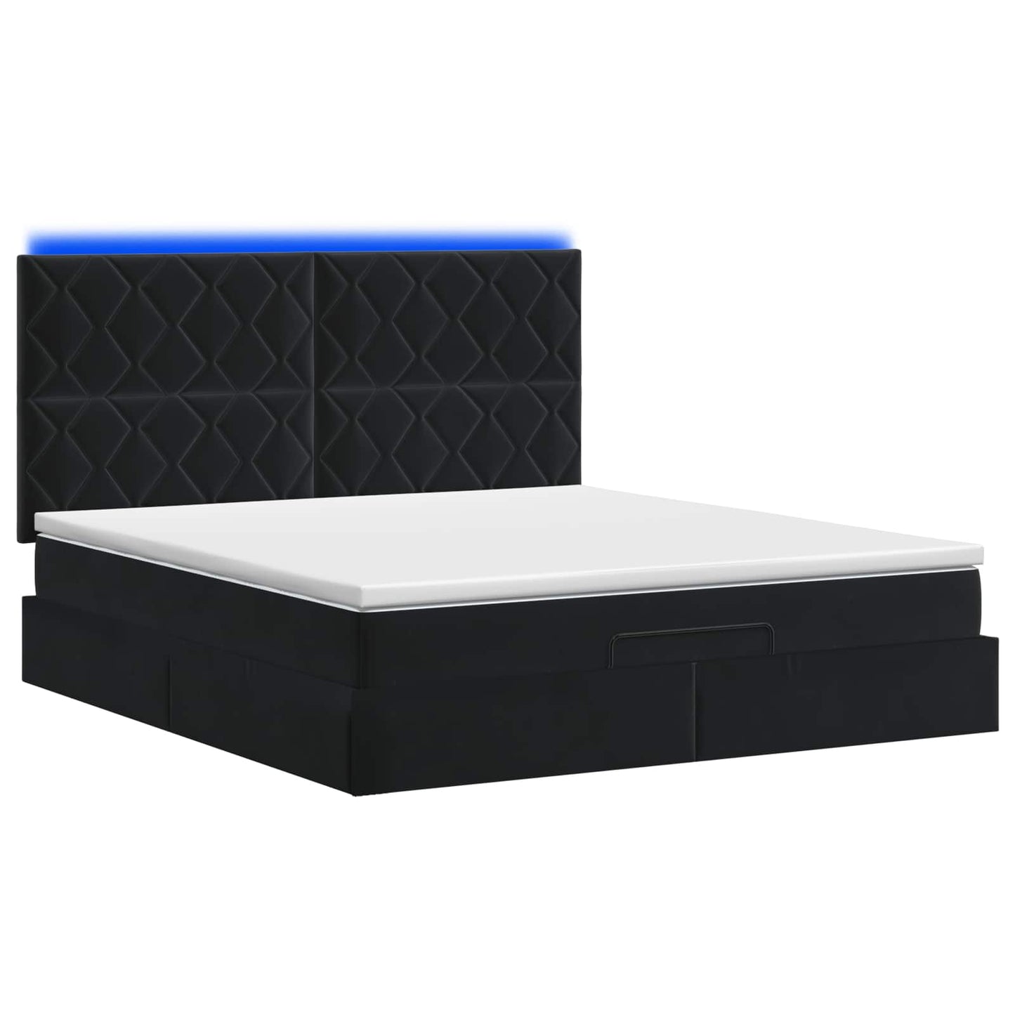 vidaXL Κρεβάτι Ottoman με Στρώμα και LED Μαύρο 140 x 190 cm Βελούδο
