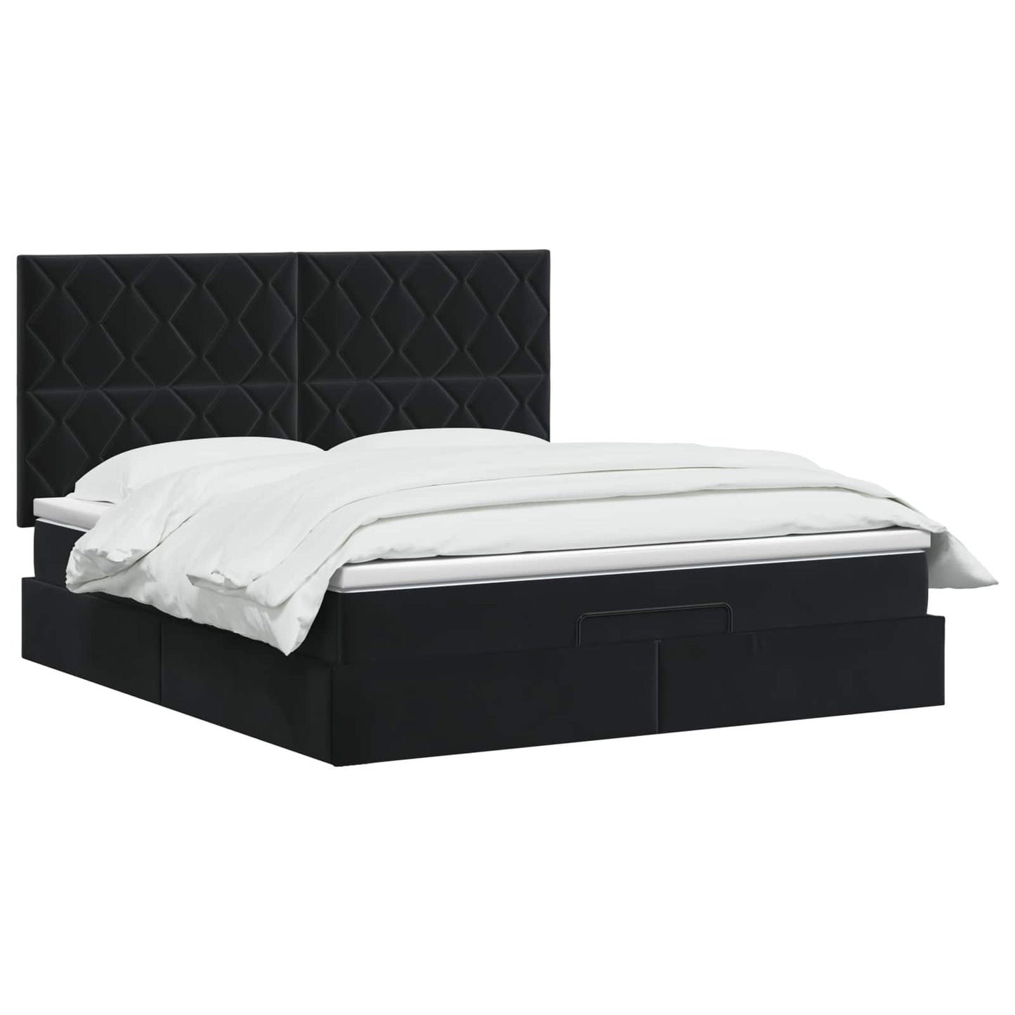 vidaXL Κρεβάτι Ottoman με Στρώμα και LED Μαύρο 140 x 190 cm Βελούδο