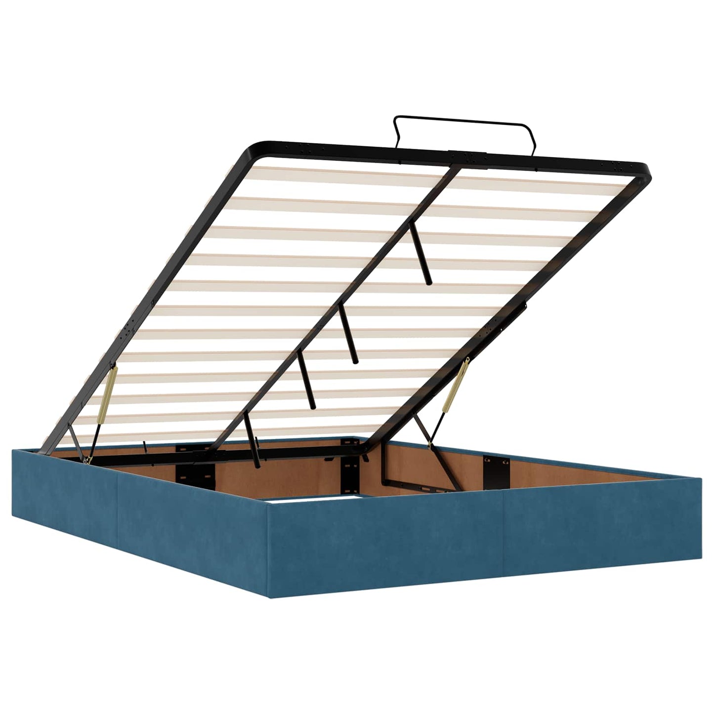 vidaXL Κρεβάτι Ottoman με Στρώμα και LED Σκούρο Μπλε 140 x 190 cm