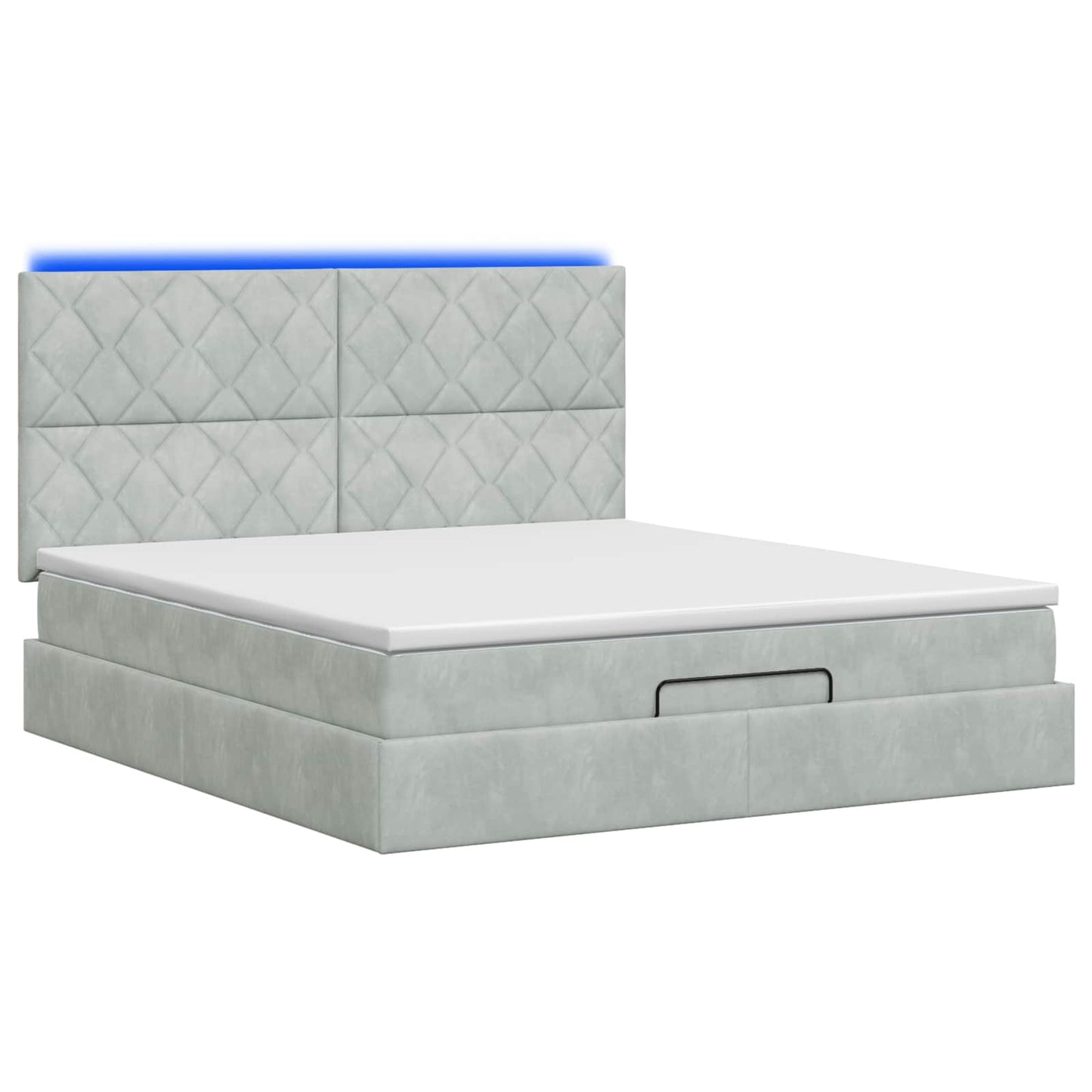 vidaXL Κρεβάτι Ottoman με Στρώμα και LED Ανοιχτό γκρι 140 x 200 cm