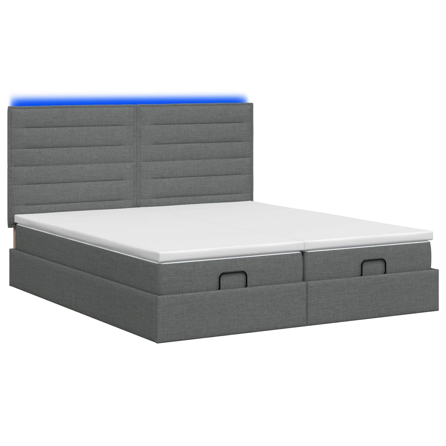 vidaXL Κρεβάτι Ottoman με Στρώμα και LED Σκούρο Γκρι 160 x 200 cm