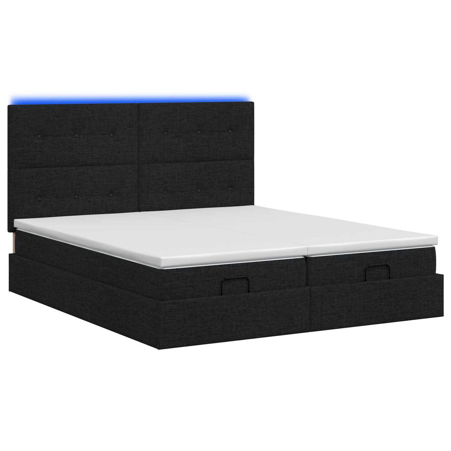 vidaXL Κρεβάτι Ottoman με Στρώμα και LED Μαύρο 180 x 200 cm Ύφασμα