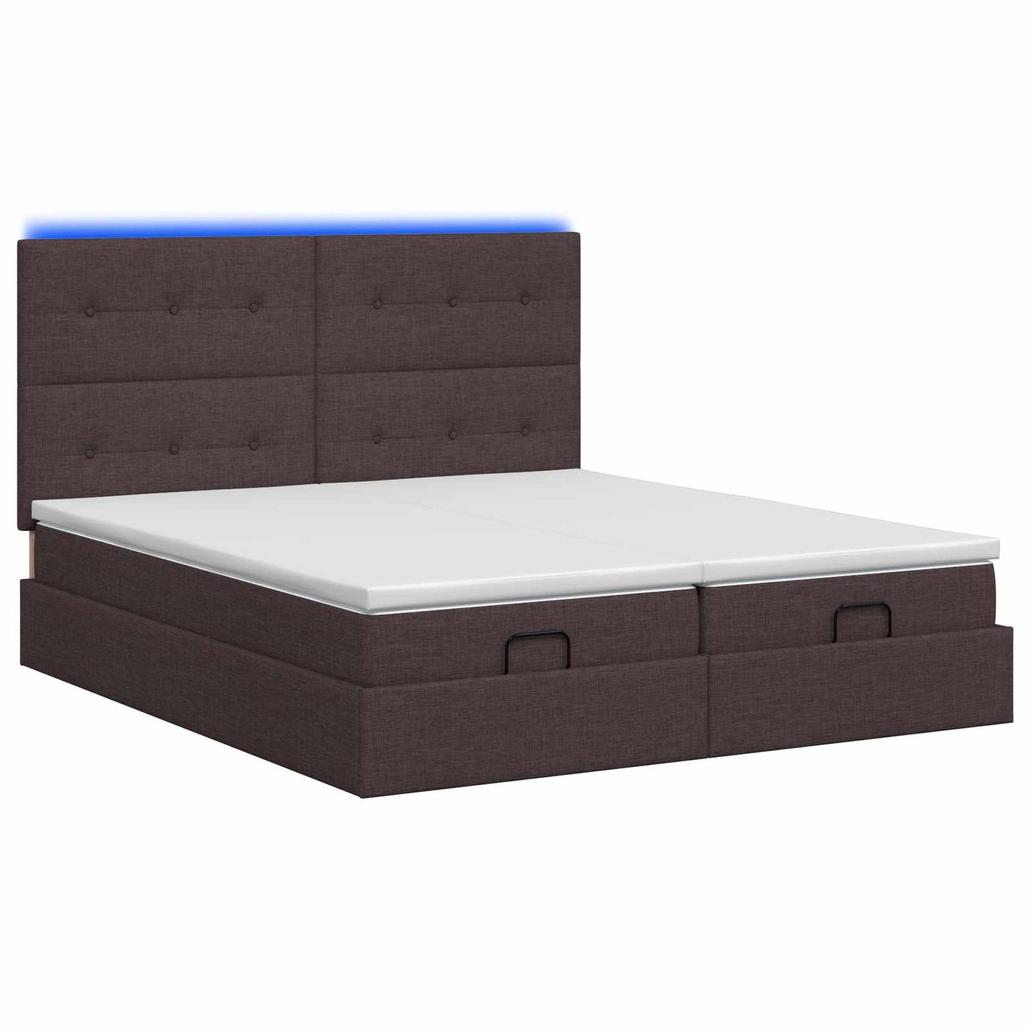 vidaXL Κρεβάτι Ottoman με Στρώμα και LED Σκούρο Καφέ 200 x 200 cm
