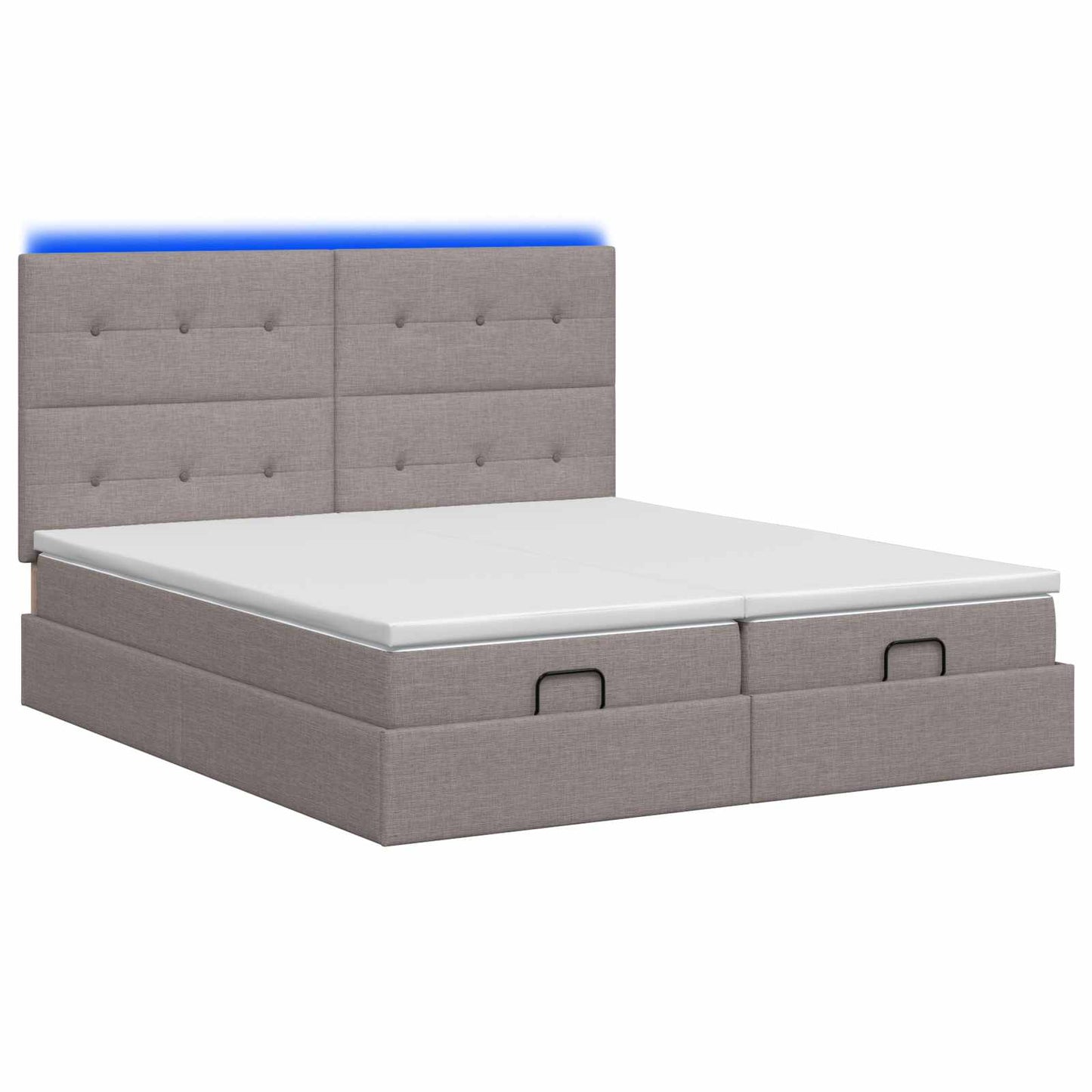 vidaXL Κρεβάτι Ottoman με Στρώμα και LED Taupe 200 x 200 cm Ύφασμα