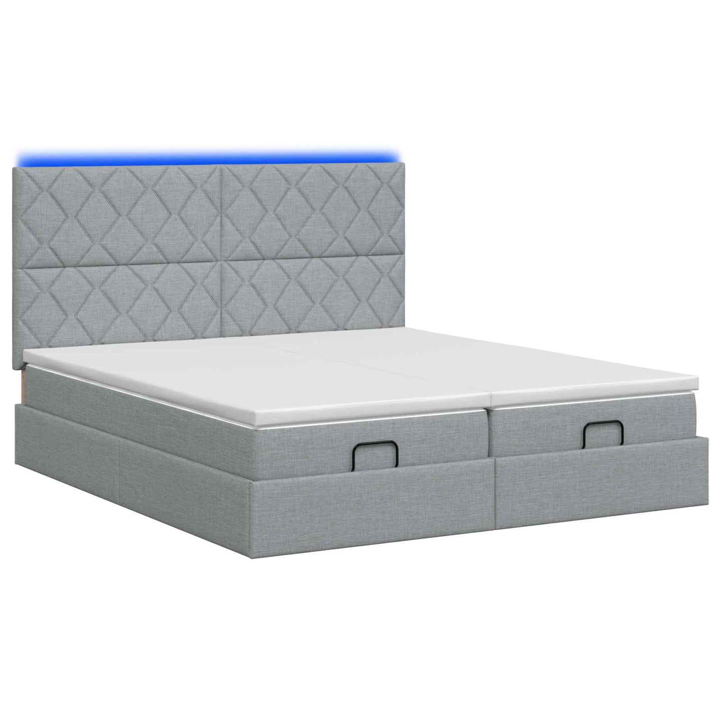 vidaXL Κρεβάτι Ottoman με Στρώμα και LED Ανοιχτό γκρι 180 x 200 cm