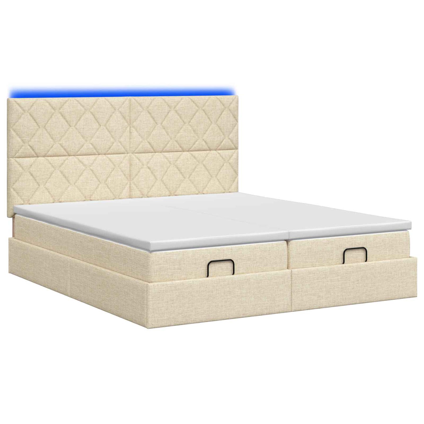 vidaXL Κρεβάτι Ottoman με Στρώμα και LED Κρεμ 180 x 200 cm Ύφασμα