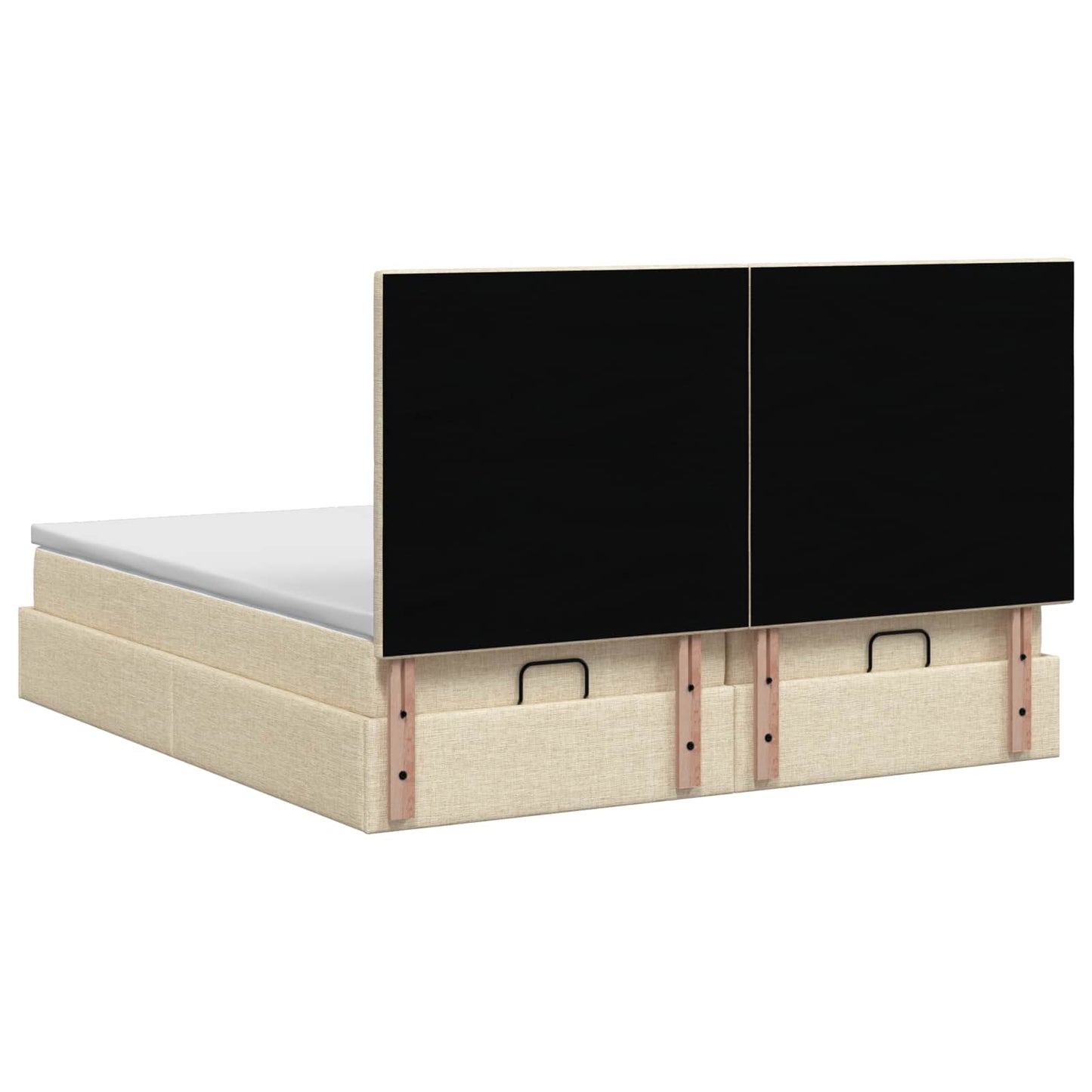 vidaXL Κρεβάτι Ottoman με Στρώμα και LED Κρεμ 180 x 200 cm Ύφασμα