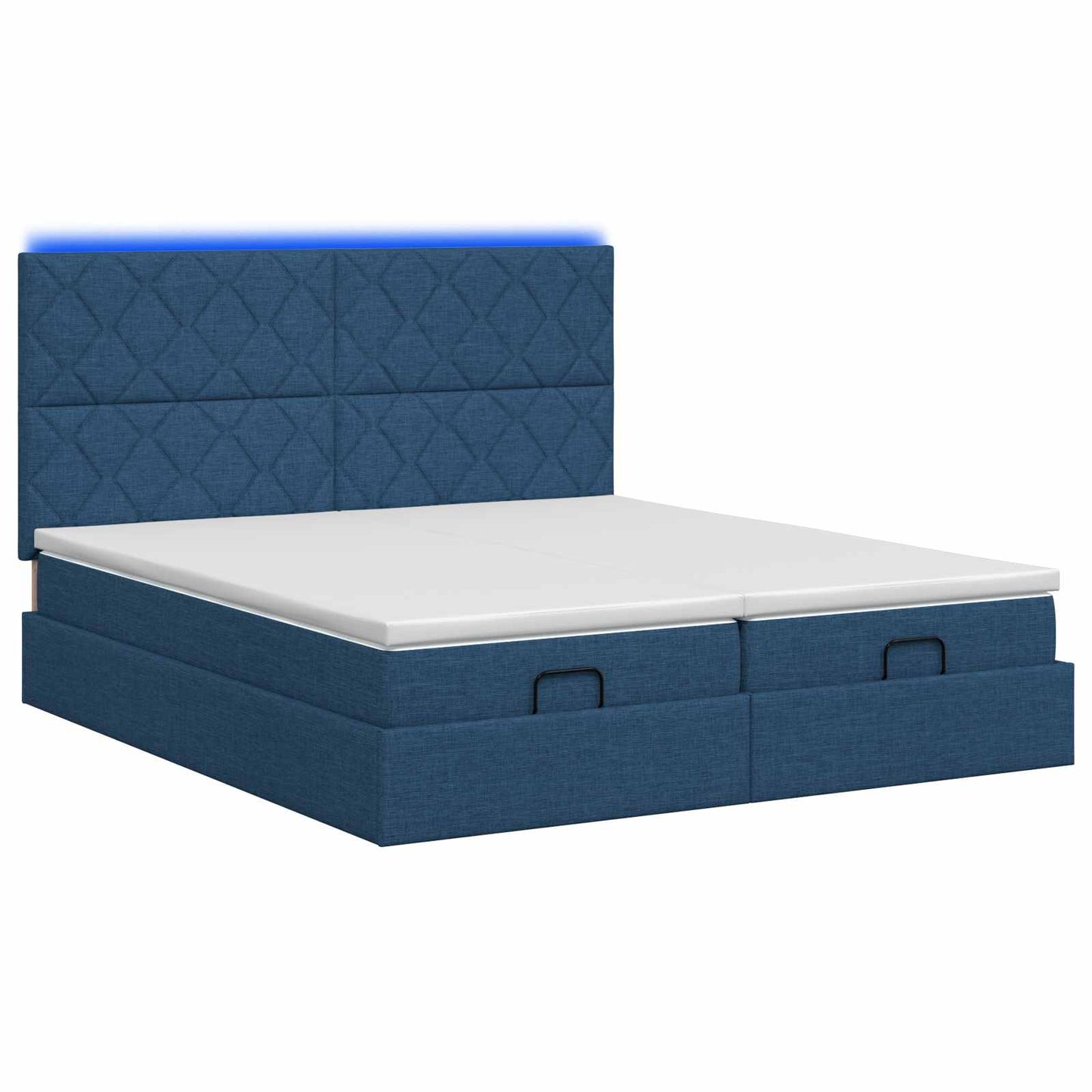 vidaXL Κρεβάτι Ottoman με Στρώμα και LED Μπλε 180 x 200 cm Ύφασμα