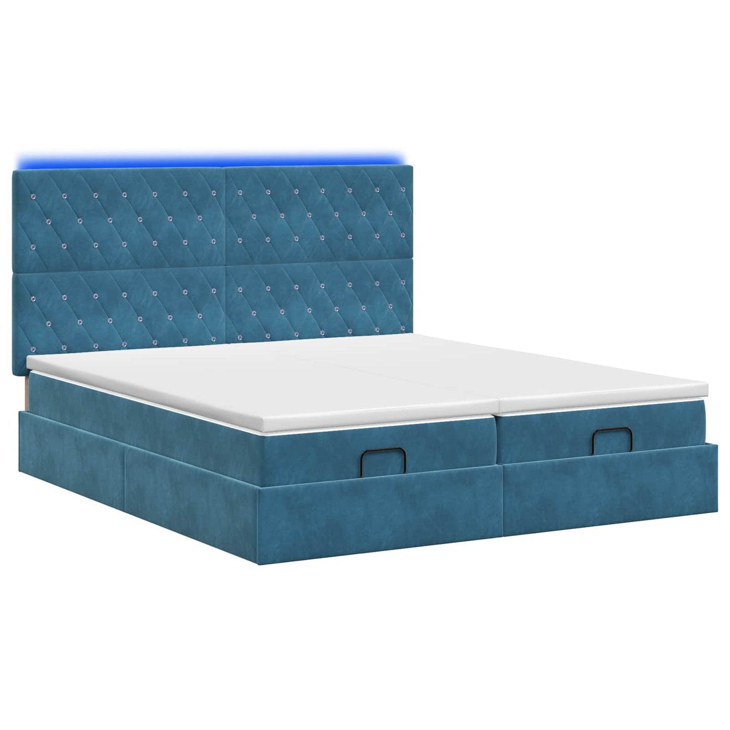 vidaXL Κρεβάτι Ottoman με Στρώμα και LED Σκούρο Μπλε 160 x 200 cm