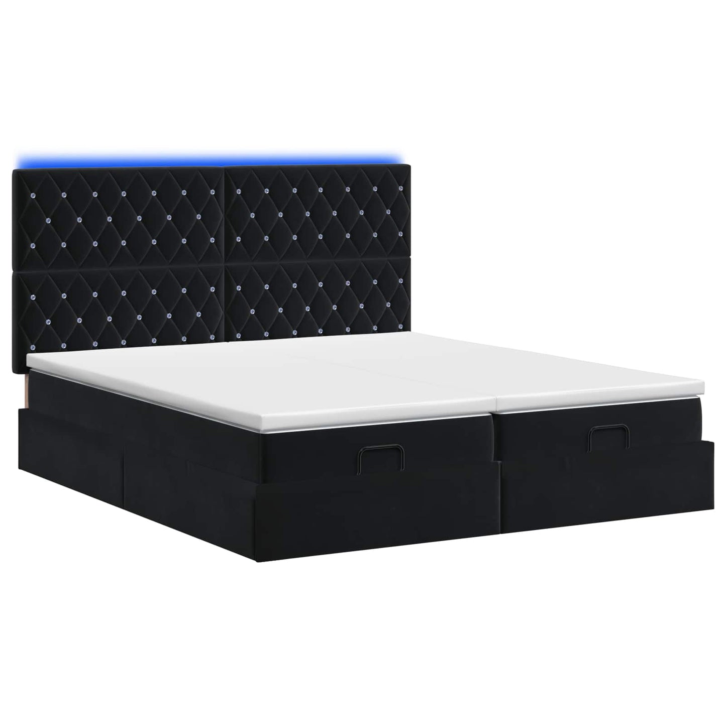 vidaXL Κρεβάτι Ottoman με Στρώμα και LED Μαύρο 180 x 200 cm Βελούδο