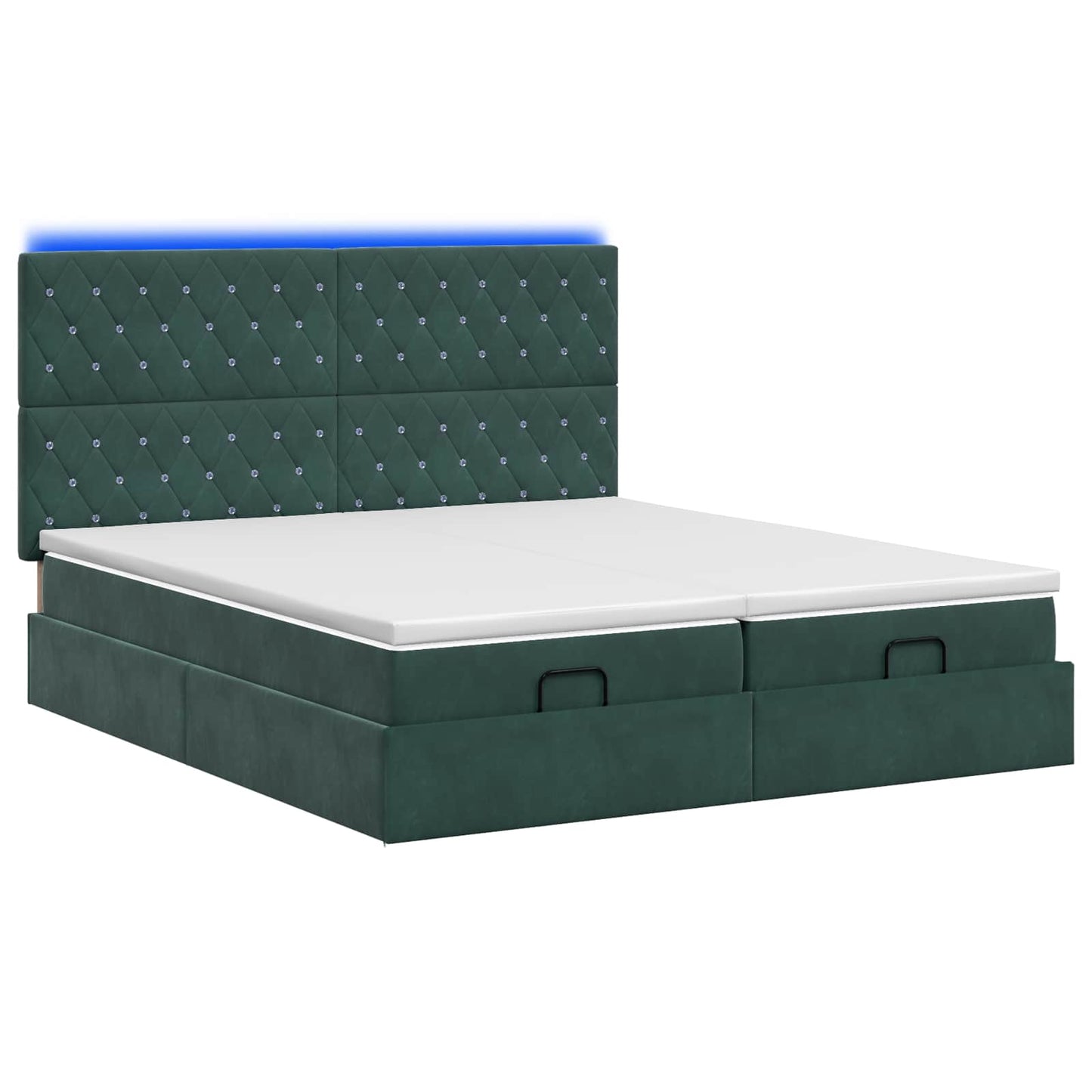 vidaXL Κρεβάτι Ottoman με Στρώμα και LED Σκούρο Πράσινο 180 x 200 cm