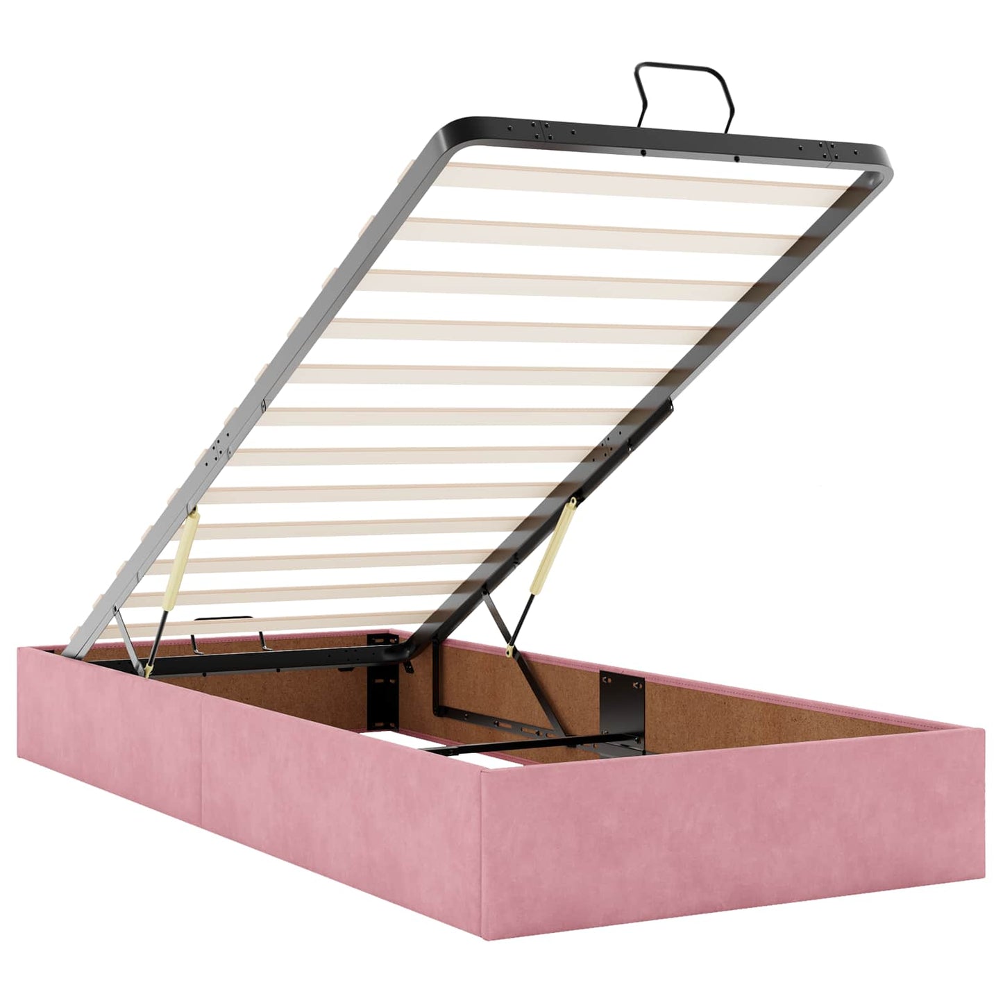 vidaXL Κρεβάτι Ottoman με Στρώμα και LED Ροζ 200 x 200 cm Βελούδο