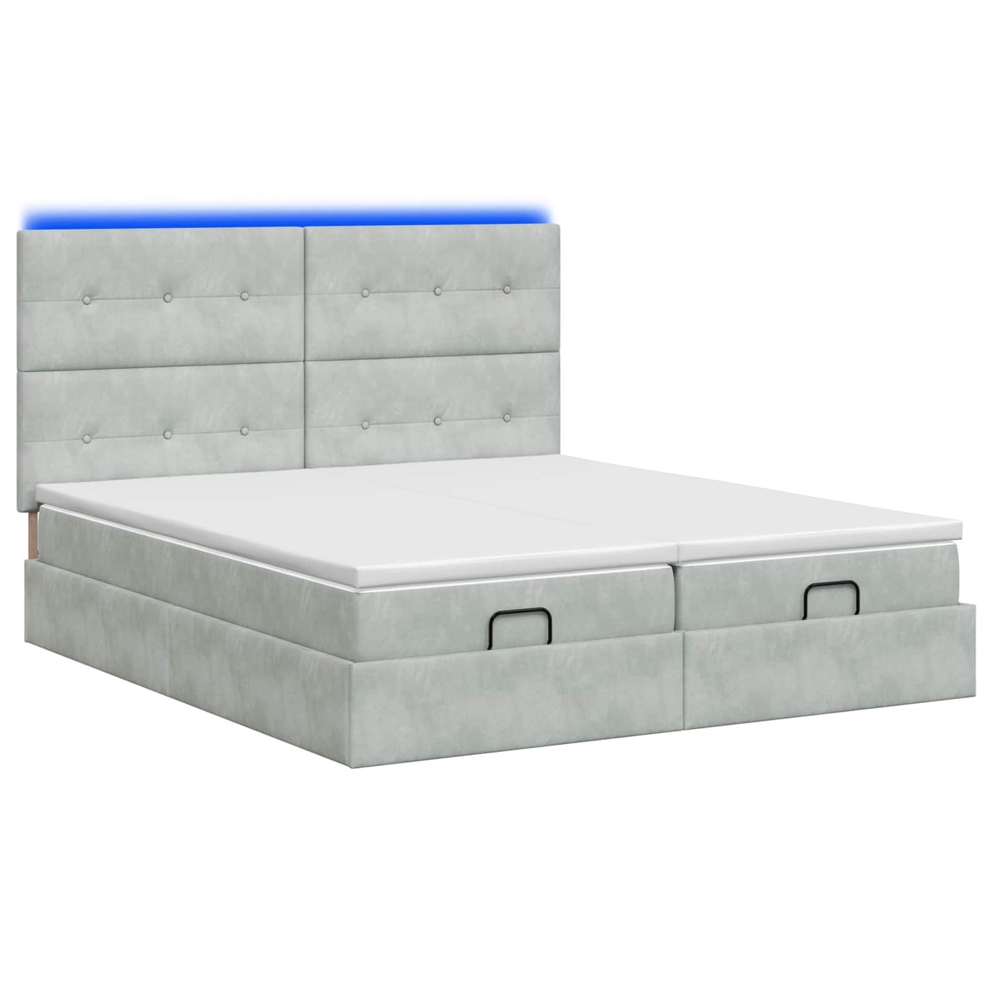 vidaXL Κρεβάτι Ottoman με Στρώμα και LED Ανοιχτό γκρι 180 x 200 cm