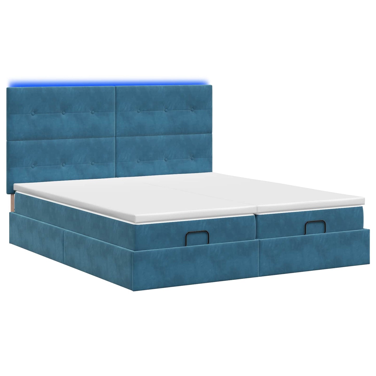 vidaXL Κρεβάτι Ottoman με Στρώμα και LED Σκούρο Μπλε 180 x 200 cm