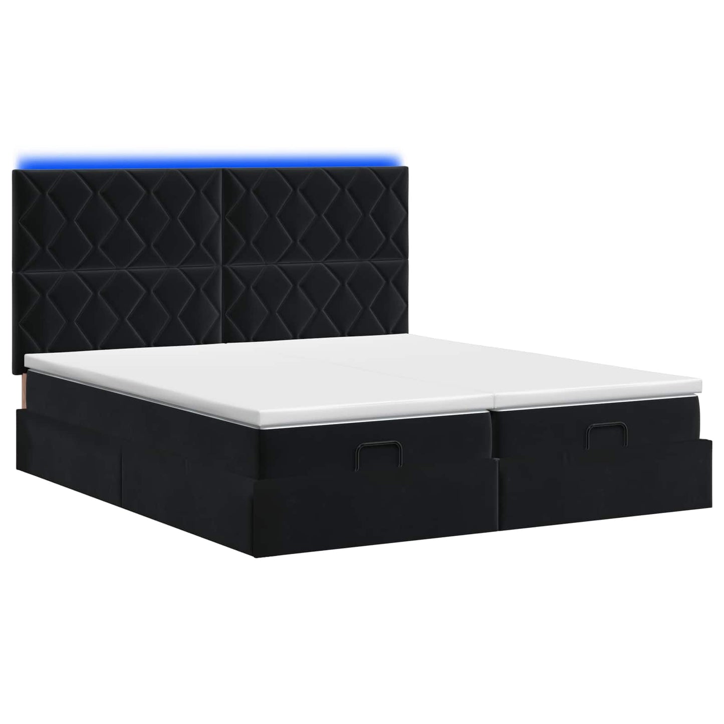 vidaXL Κρεβάτι Ottoman με Στρώμα και LED Μαύρο 180 x 200 cm Βελούδο
