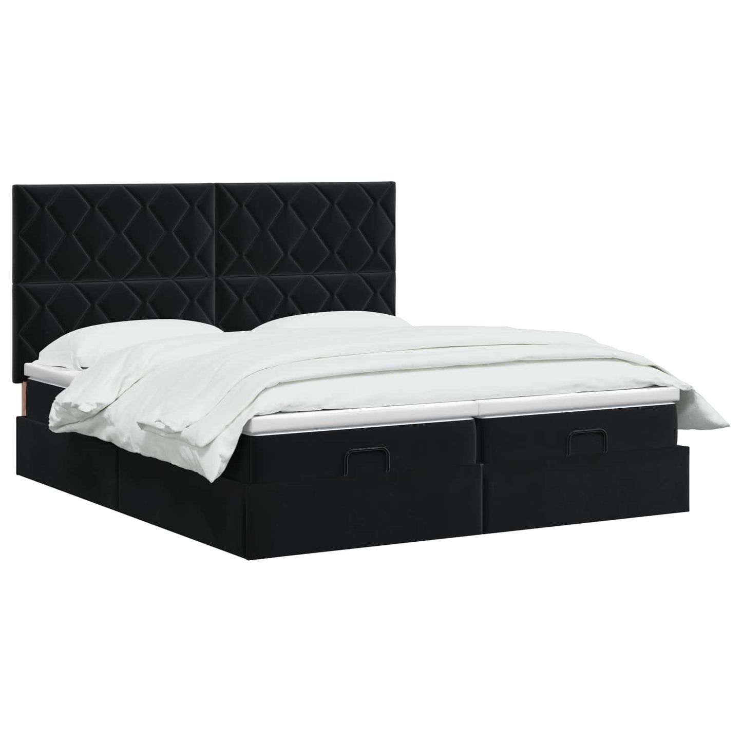 vidaXL Κρεβάτι Ottoman με Στρώμα και LED Μαύρο 180 x 200 cm Βελούδο