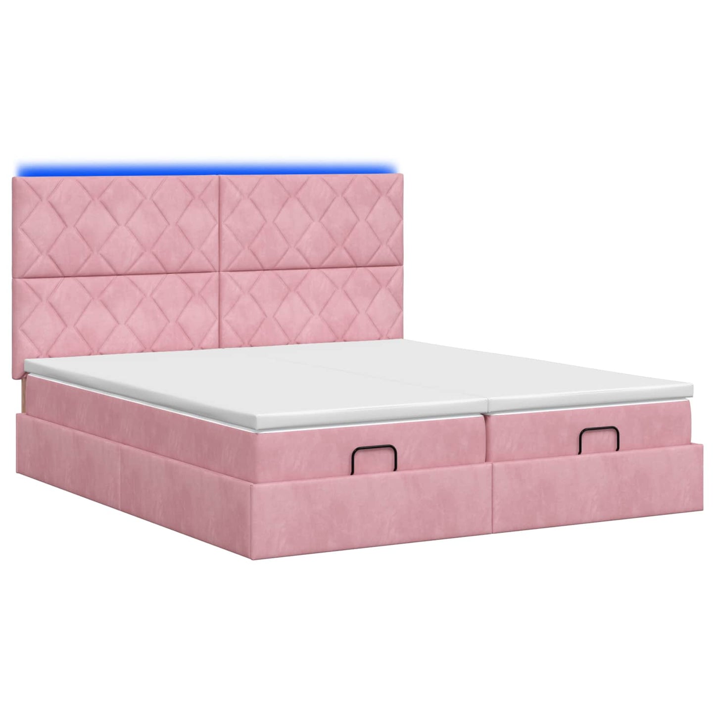 vidaXL Κρεβάτι Ottoman με Στρώμα και LED Ροζ 180 x 200 cm Βελούδο