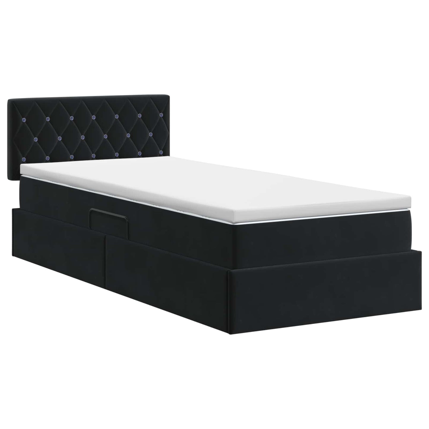 vidaXL Κρεβάτι Αποθήκης με κεφαλάρι Μαύρο 90 x 190 cm Βελούδο