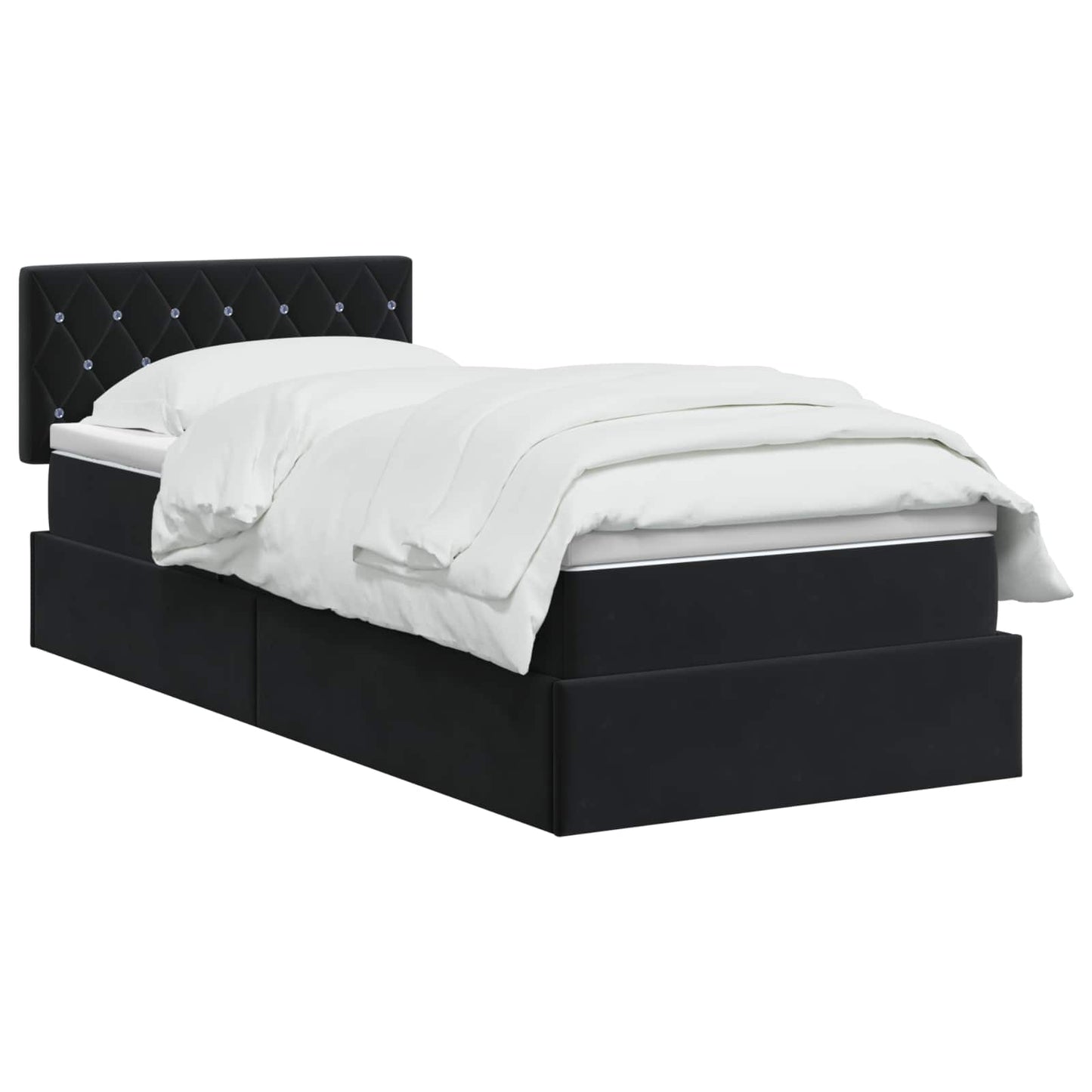 vidaXL Κρεβάτι Αποθήκης με κεφαλάρι Μαύρο 90 x 190 cm Βελούδο