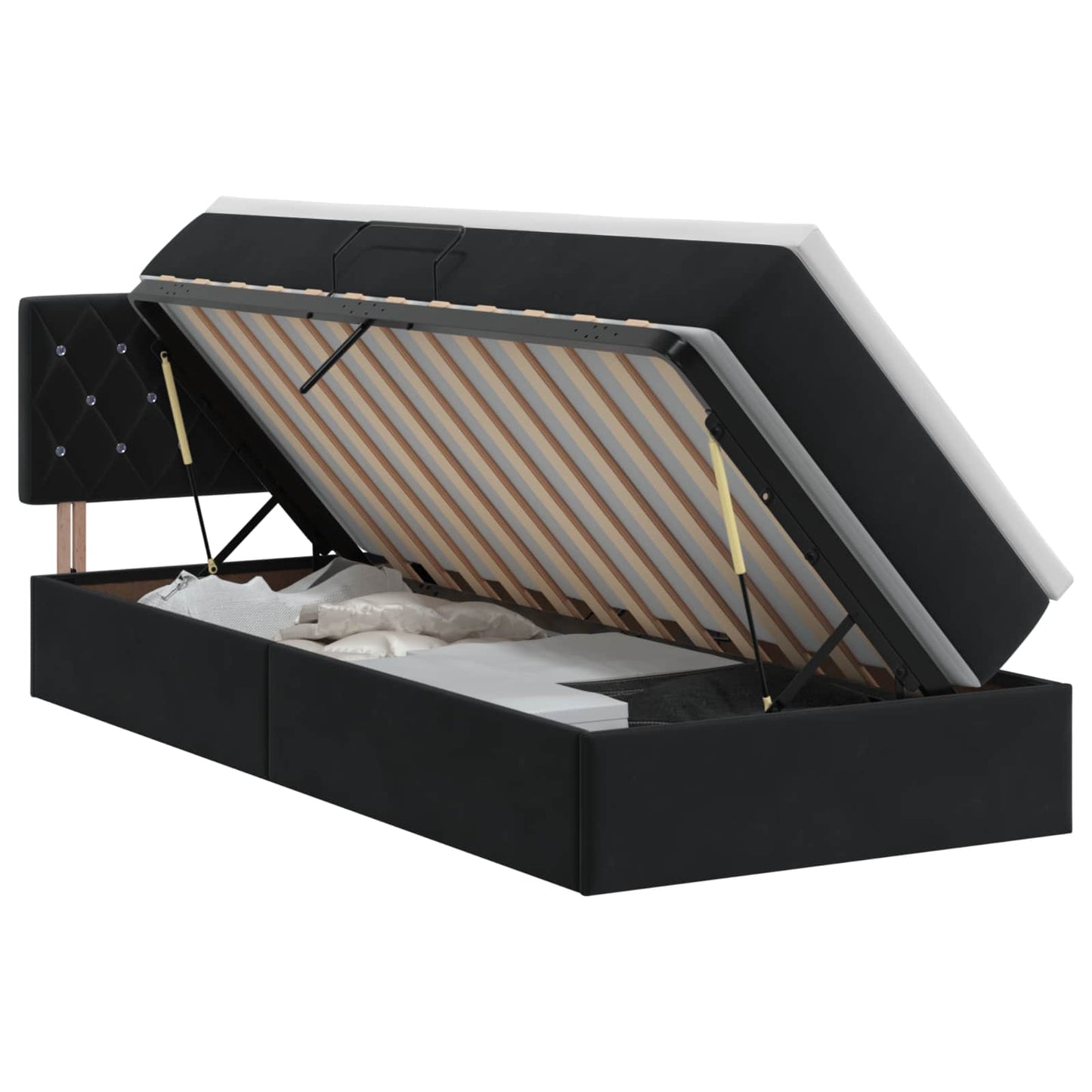 vidaXL Κρεβάτι Αποθήκης με κεφαλάρι Μαύρο 100 x 200 cm Βελούδο
