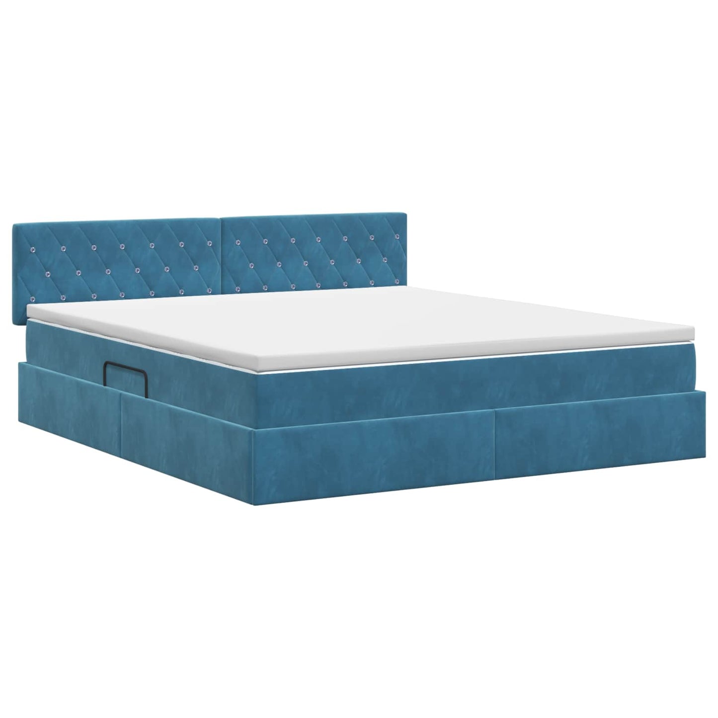 vidaXL Κρεβάτι Αποθήκης με κεφαλάρι Σκούρο Μπλε 160 x 200 cm Βελούδο