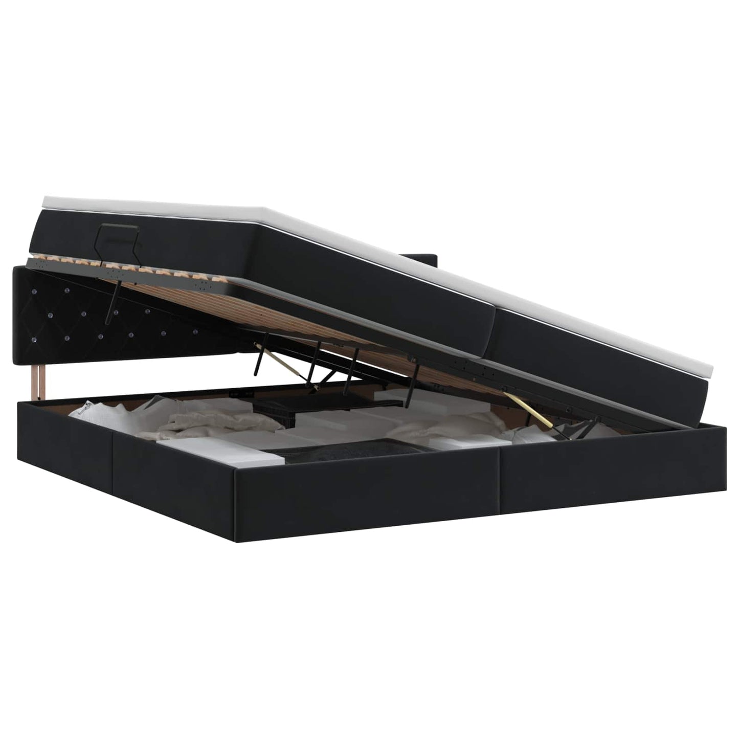 vidaXL Κρεβάτι Αποθήκης με κεφαλάρι Μαύρο 200 x 200 cm Βελούδο