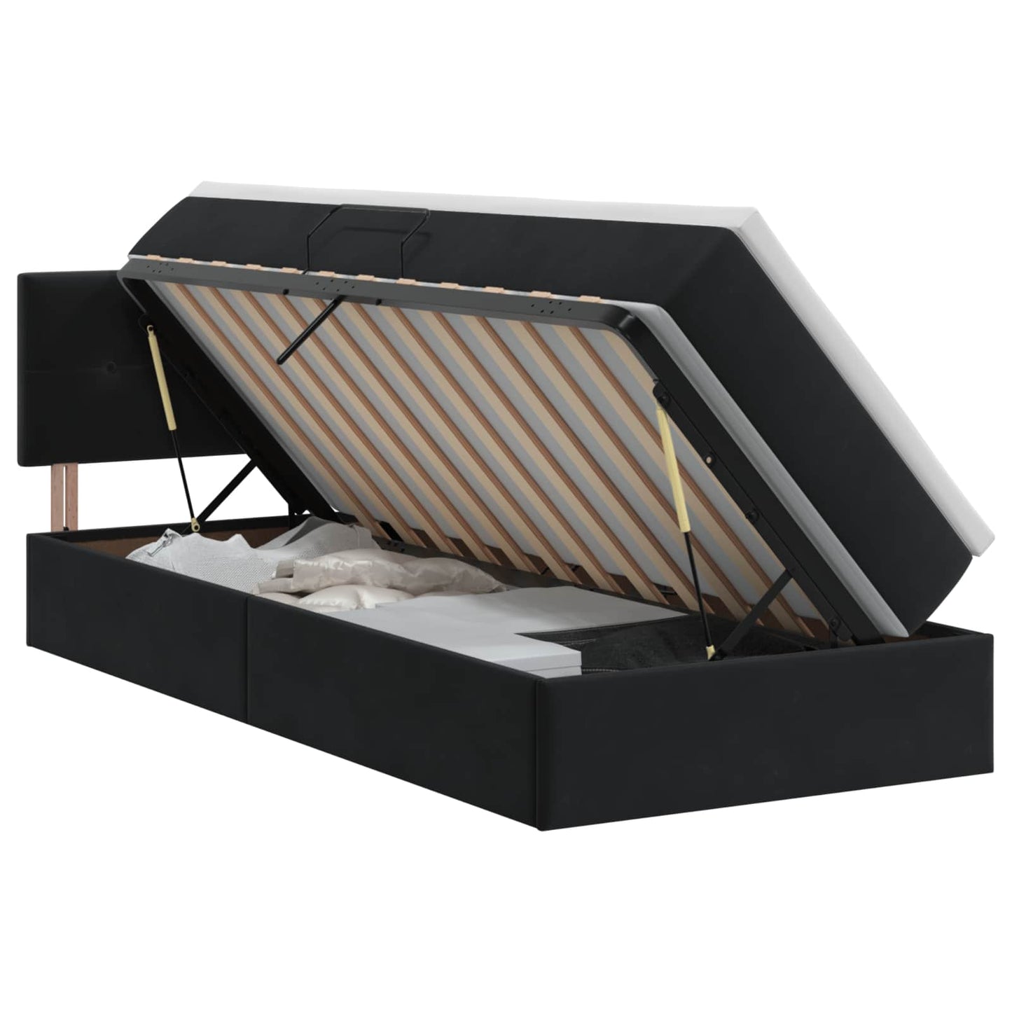 vidaXL Κρεβάτι Αποθήκης με κεφαλάρι Μαύρο 90 x 200 cm Βελούδο